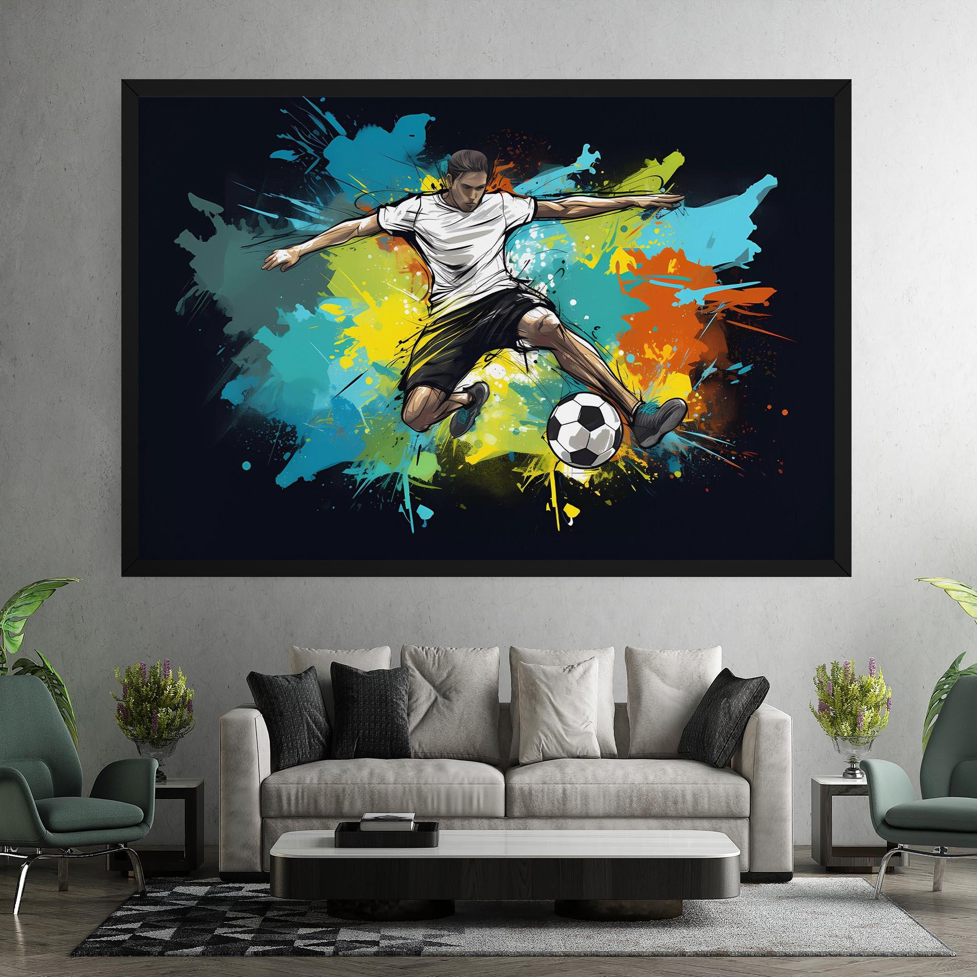 Leinwandbild Green Paint Football Player mockup 7