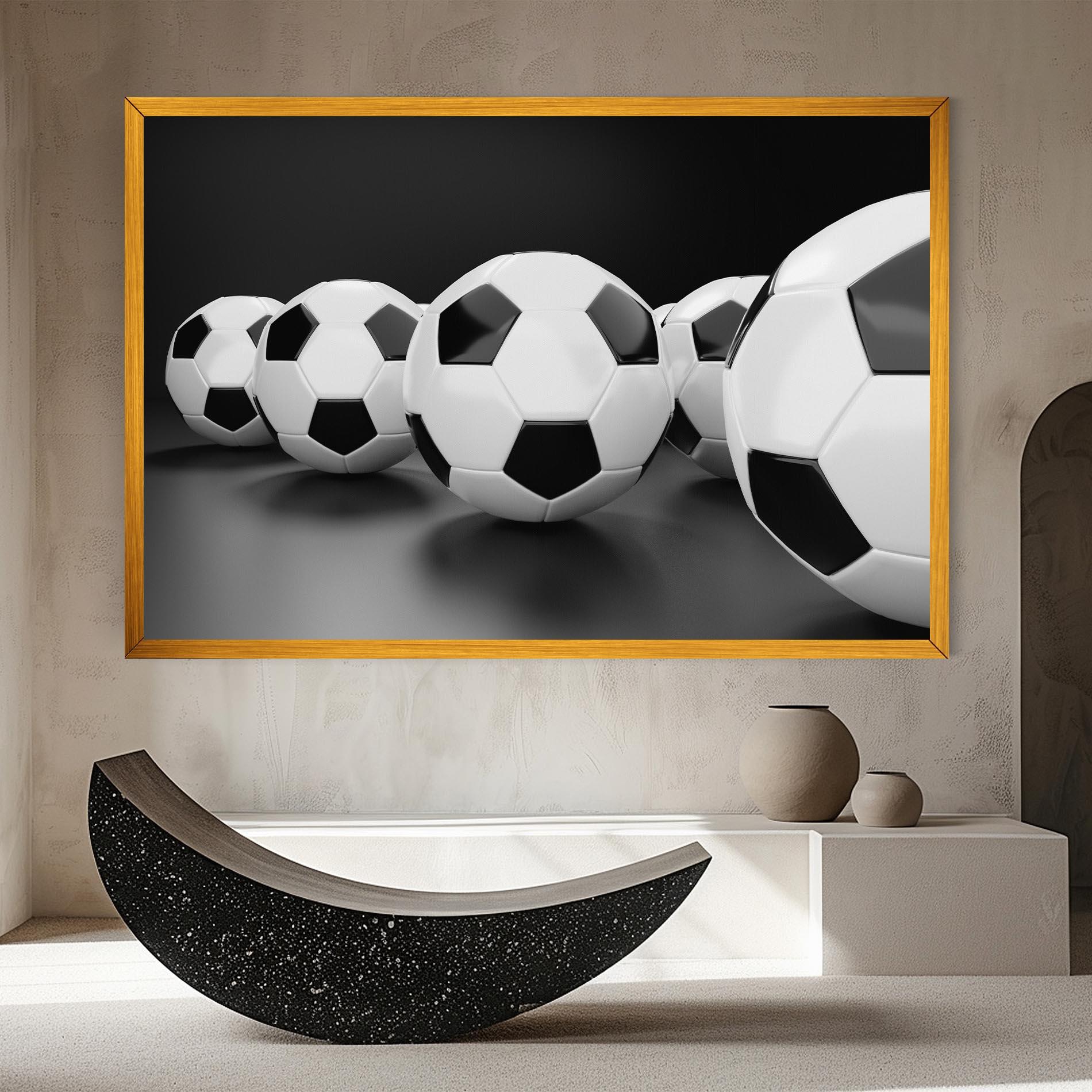 Leinwandbild Black White Football mockup 8