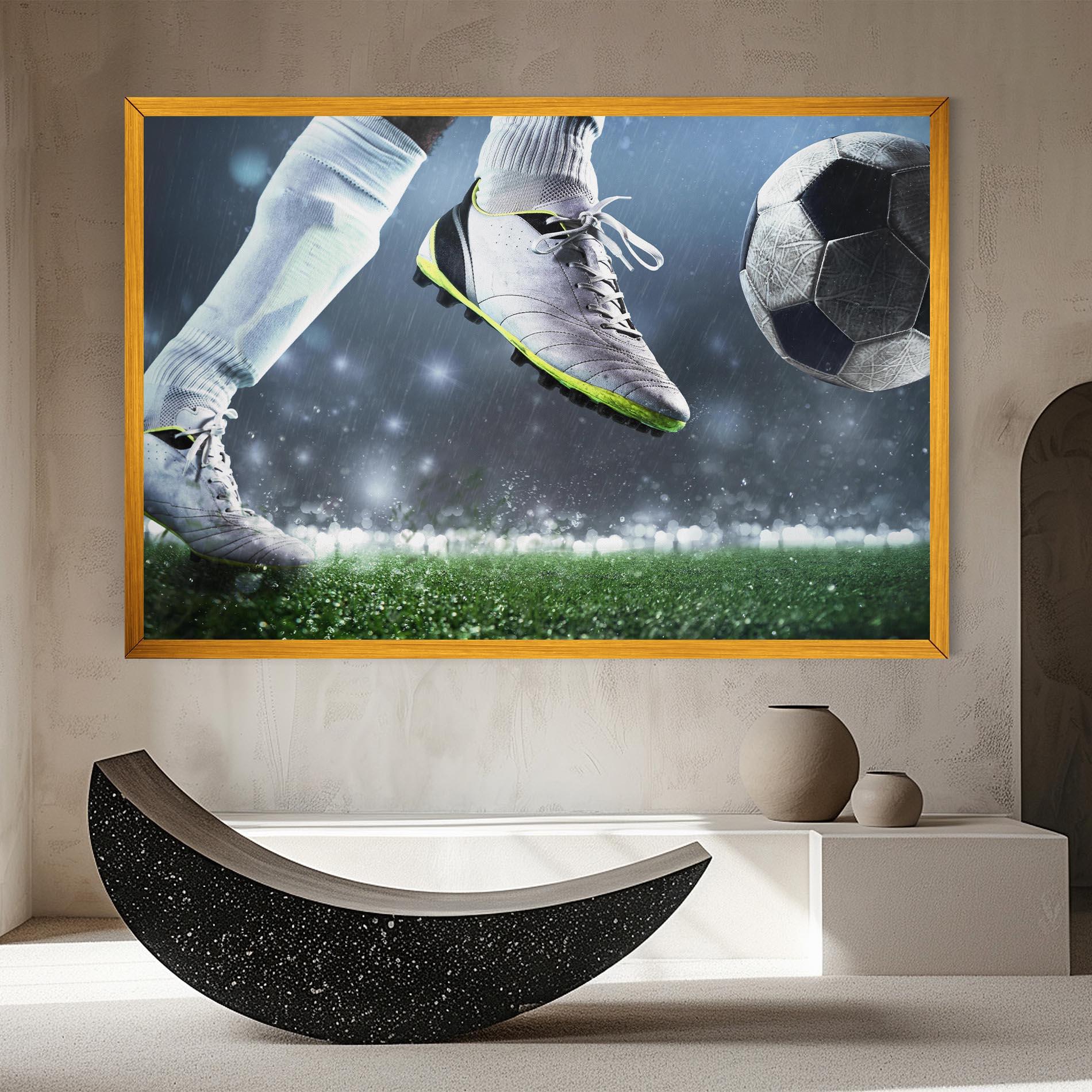 Leinwandbild Close Up Football Scene mockup 8