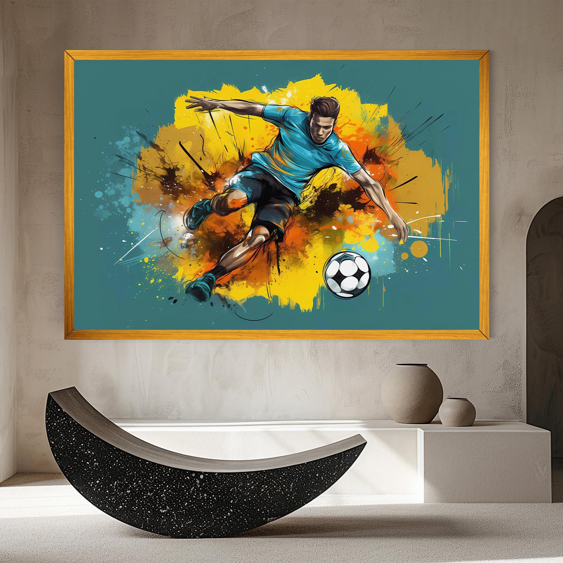 Leinwandbild Football Player Painting mockup 8