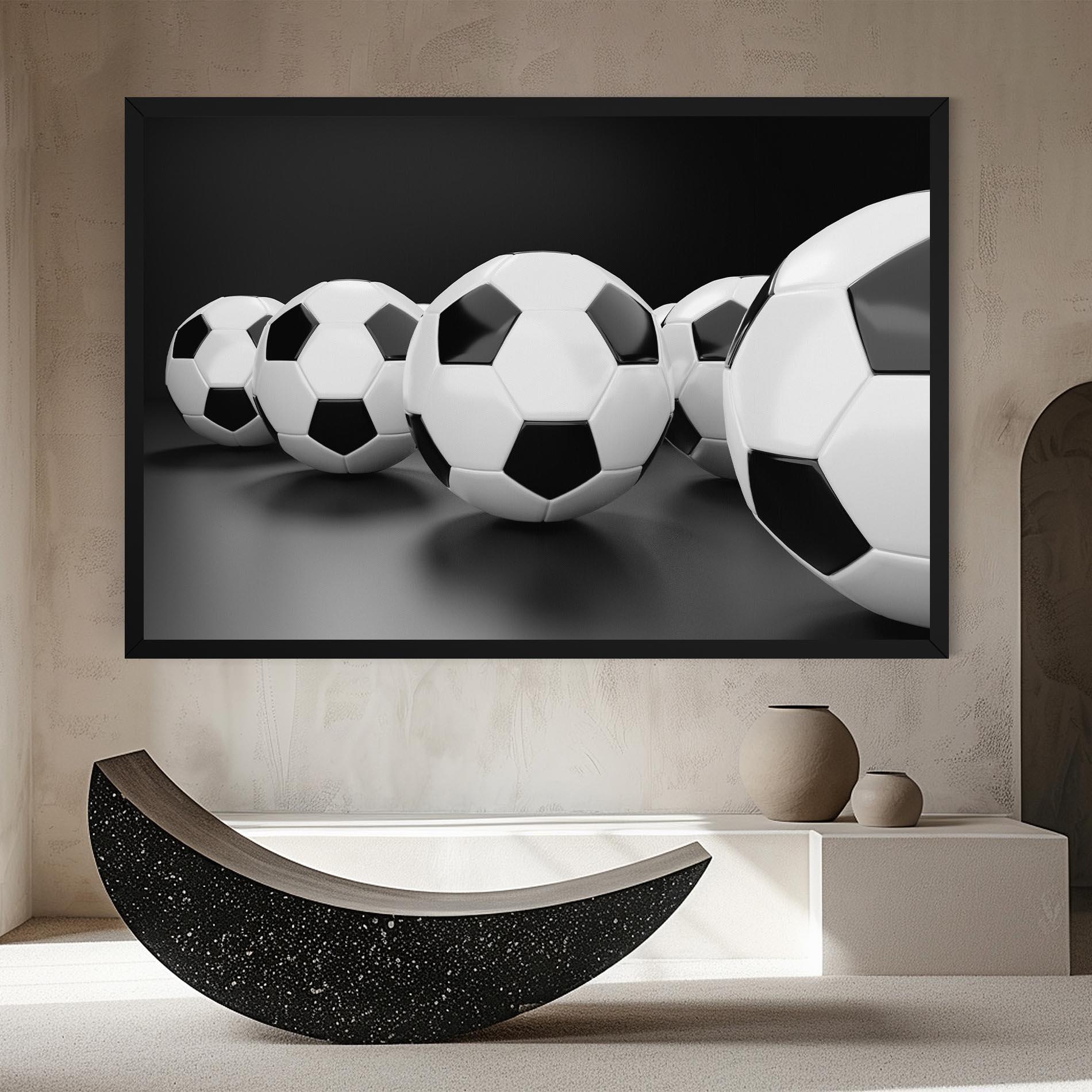 Leinwandbild Black White Football mockup 8
