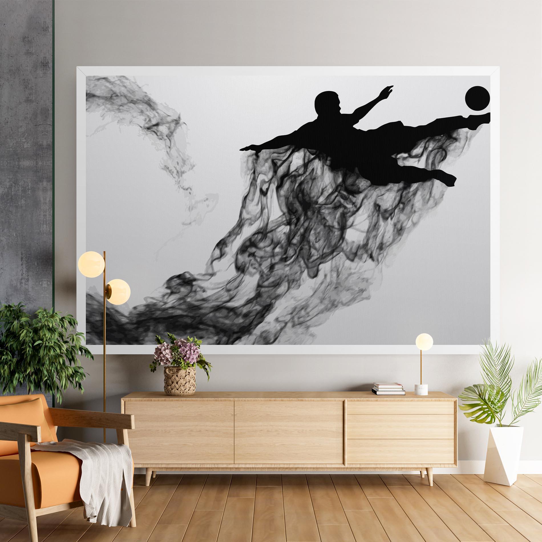 Leinwandbild Black Smoke Football mockup 9