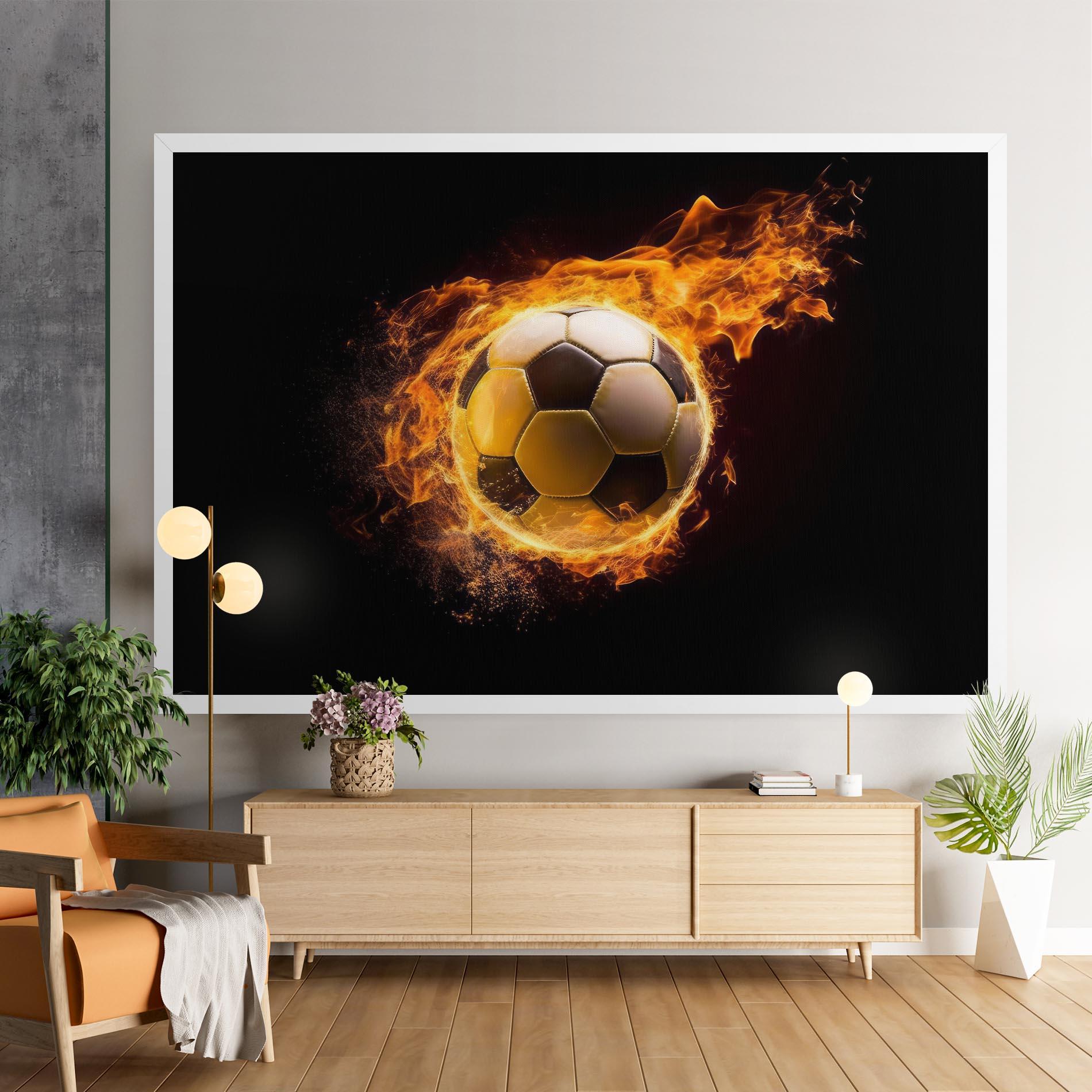 Leinwandbild Fire Football mockup 9