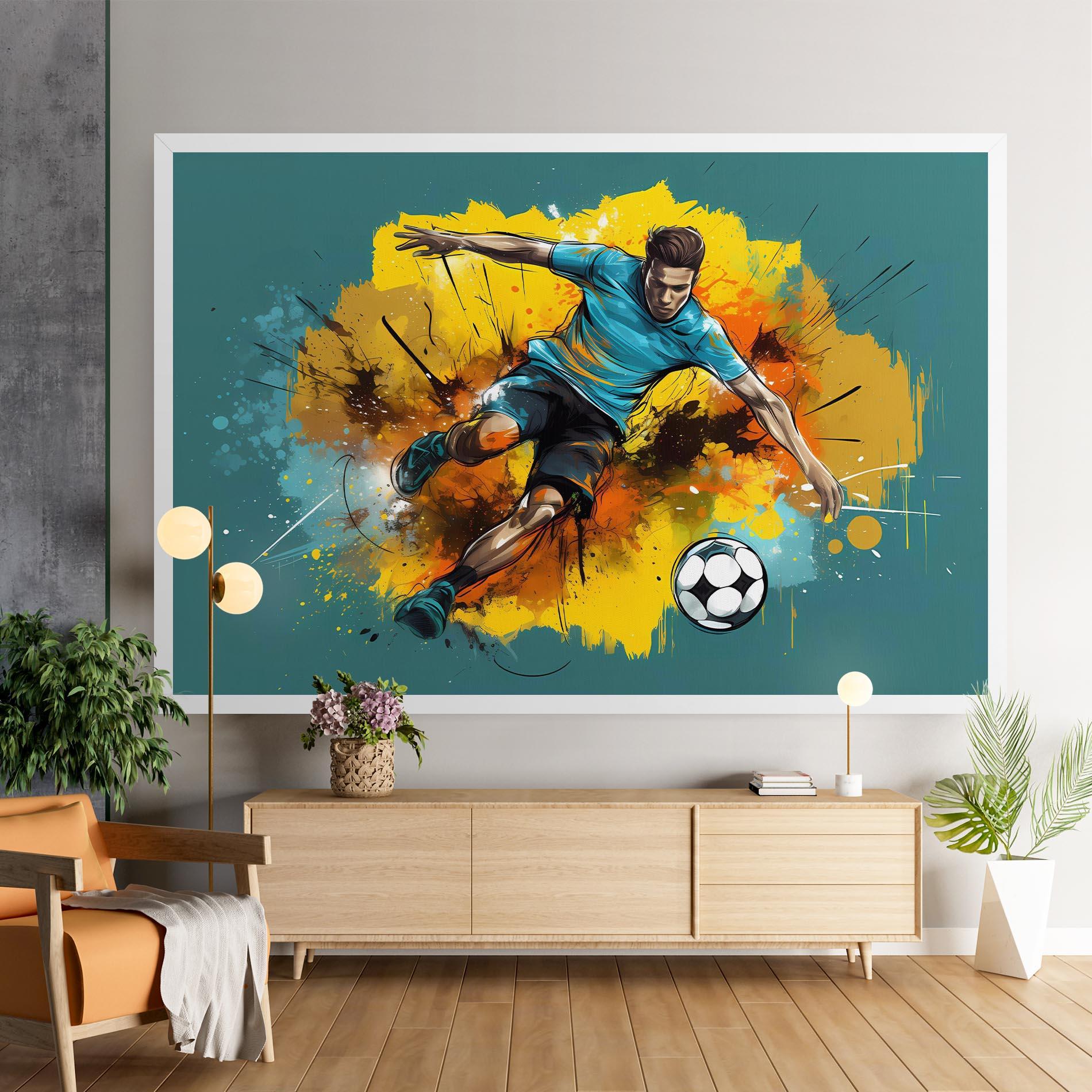 Leinwandbild Football Player Painting mockup 9