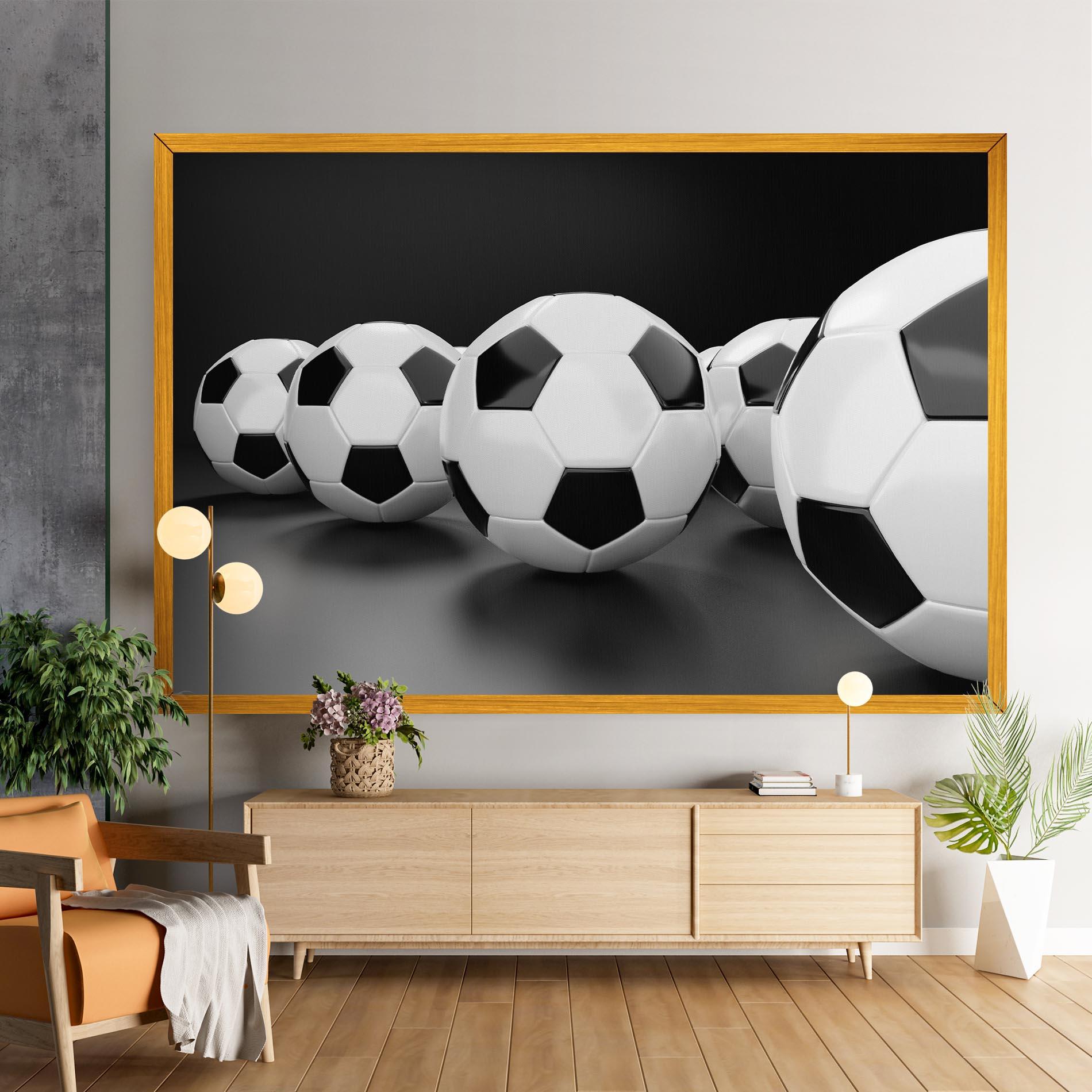 Leinwandbild Black White Football mockup 9