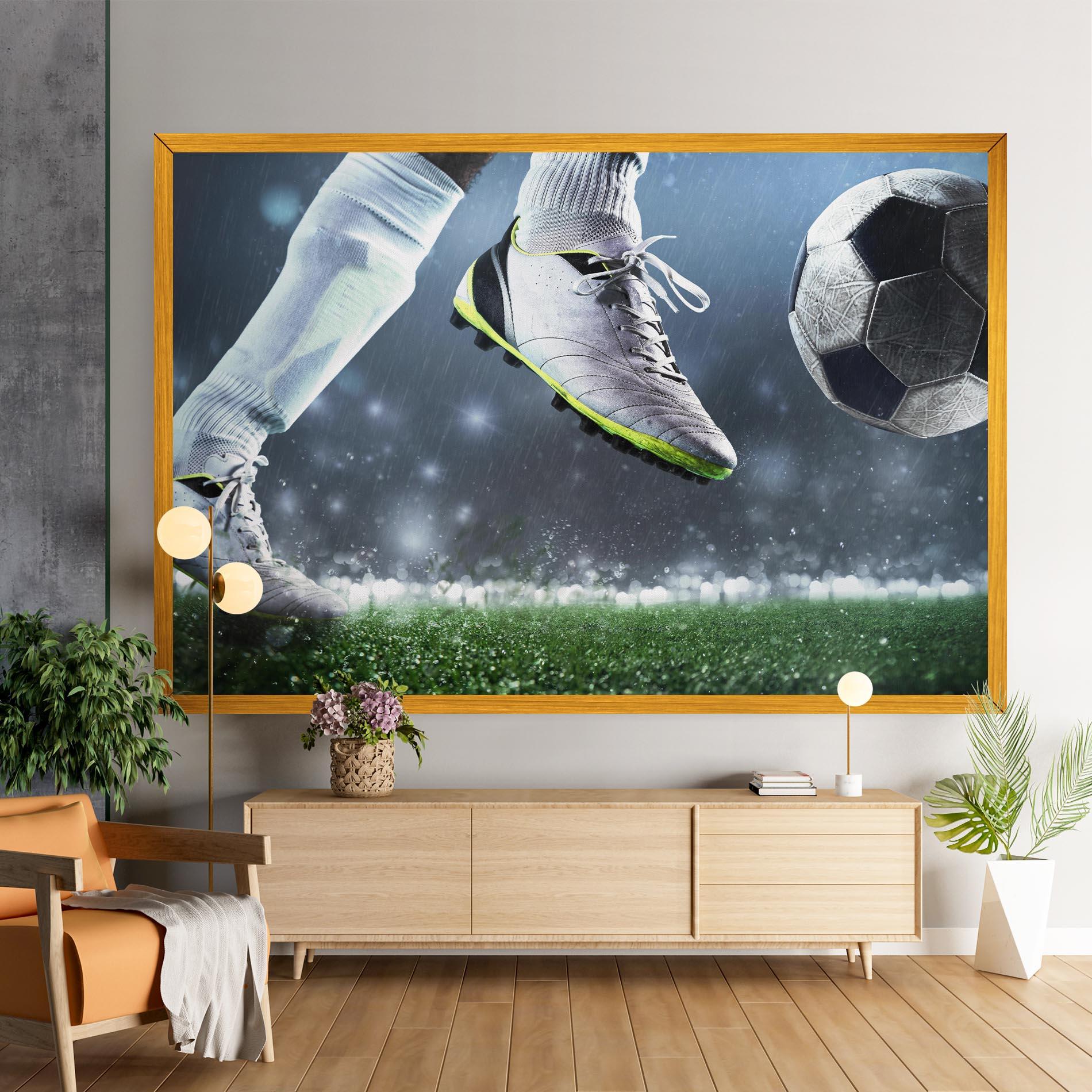 Leinwandbild Close Up Football Scene mockup 9