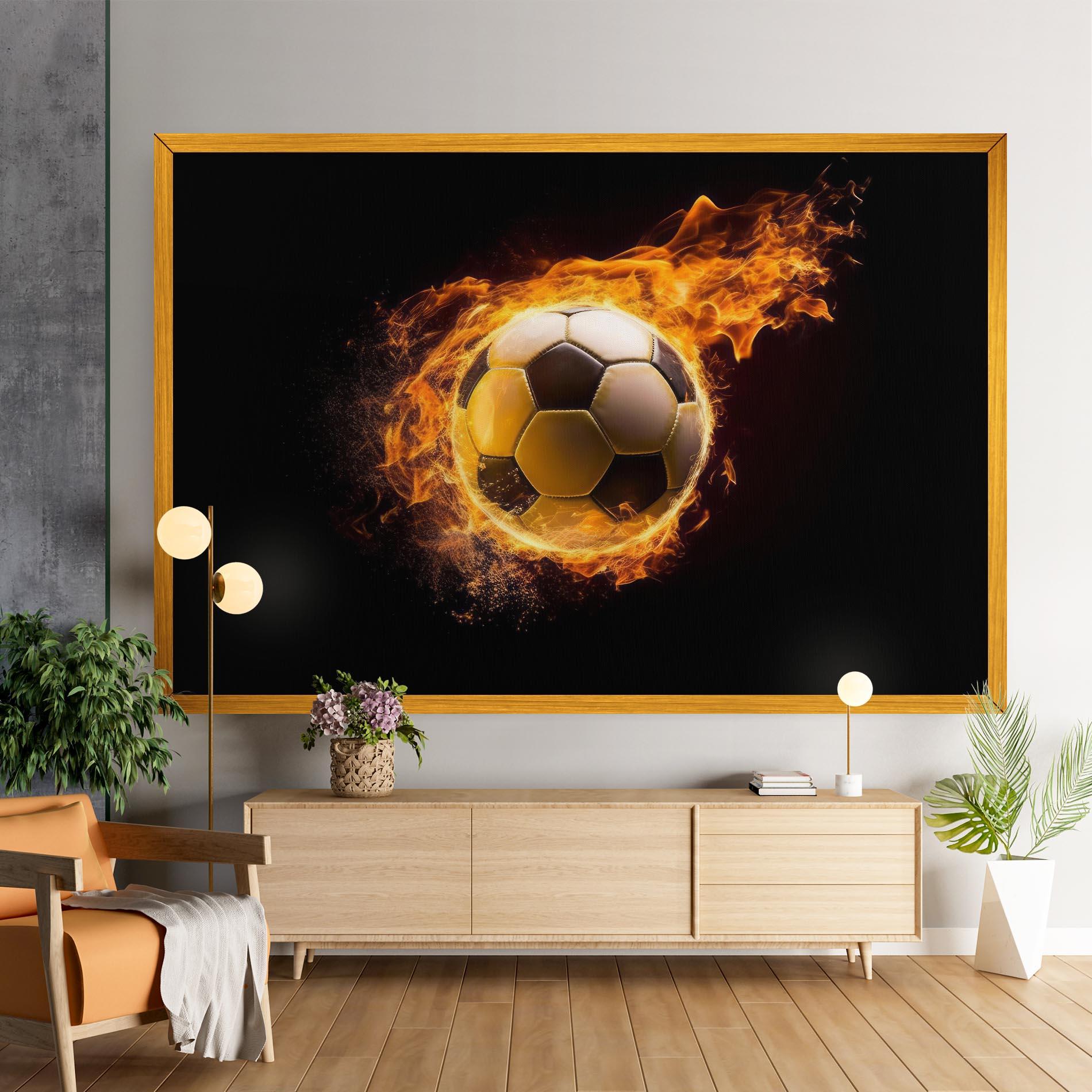 Leinwandbild Fire Football mockup 9