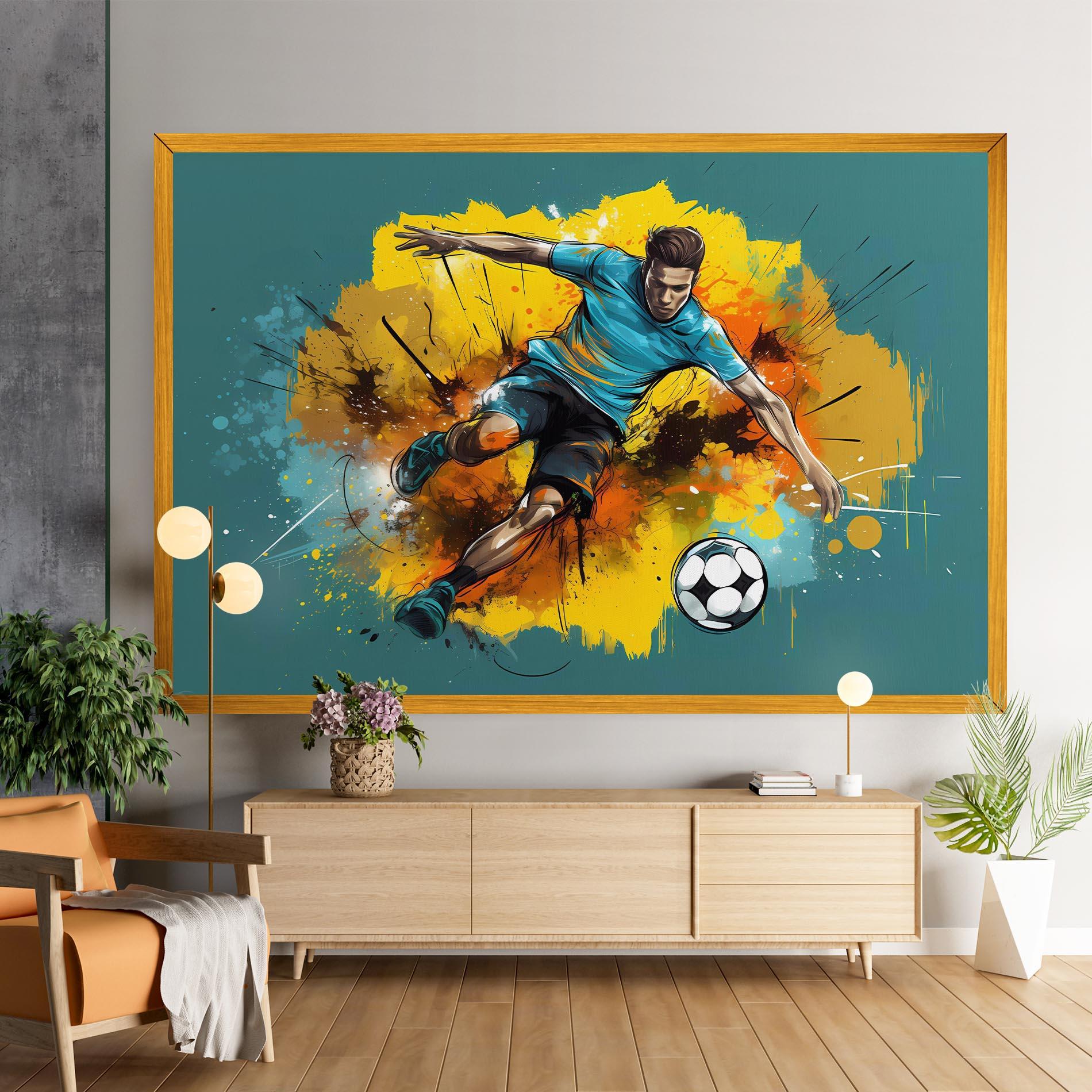 Leinwandbild Football Player Painting mockup 9