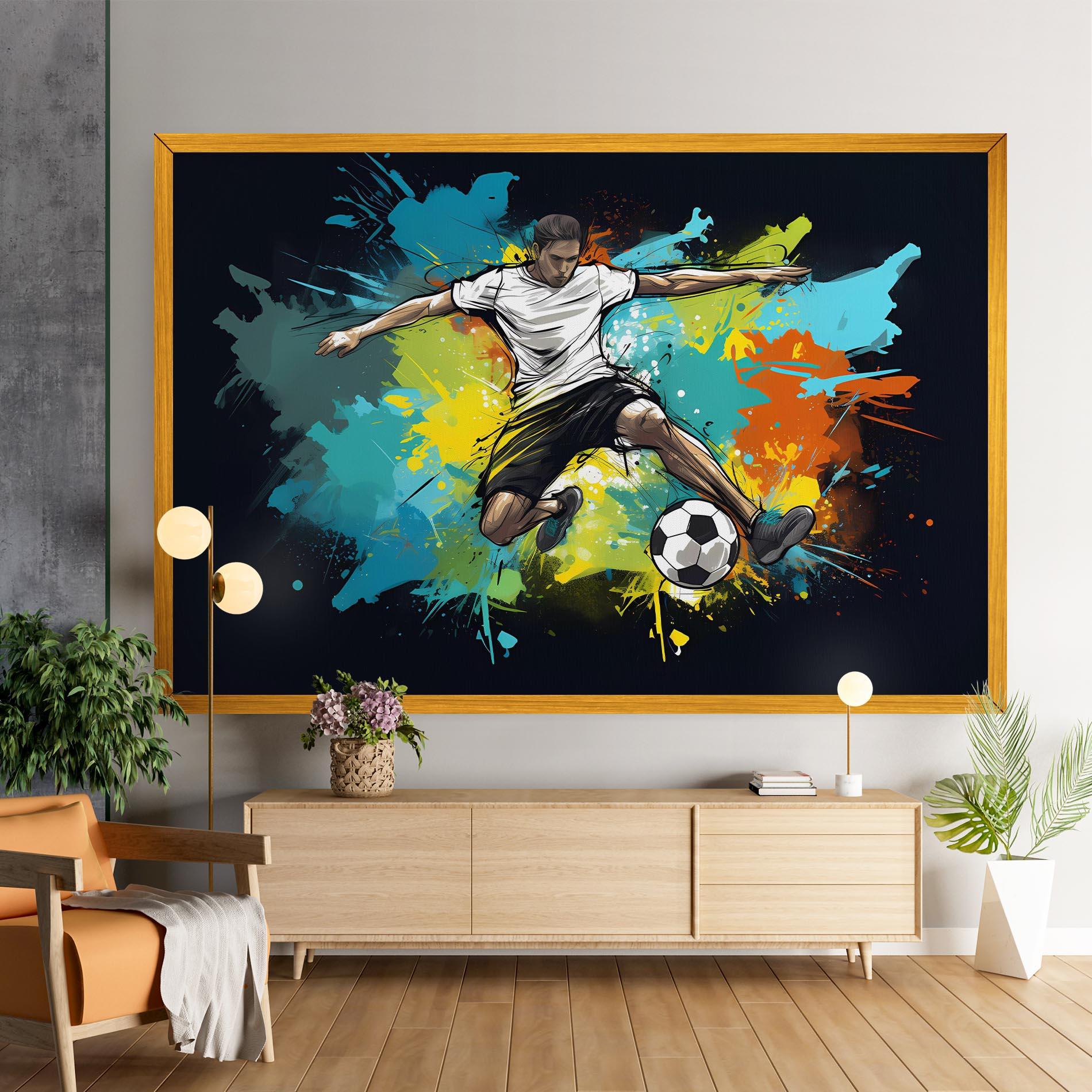 Leinwandbild Green Paint Football Player mockup 9