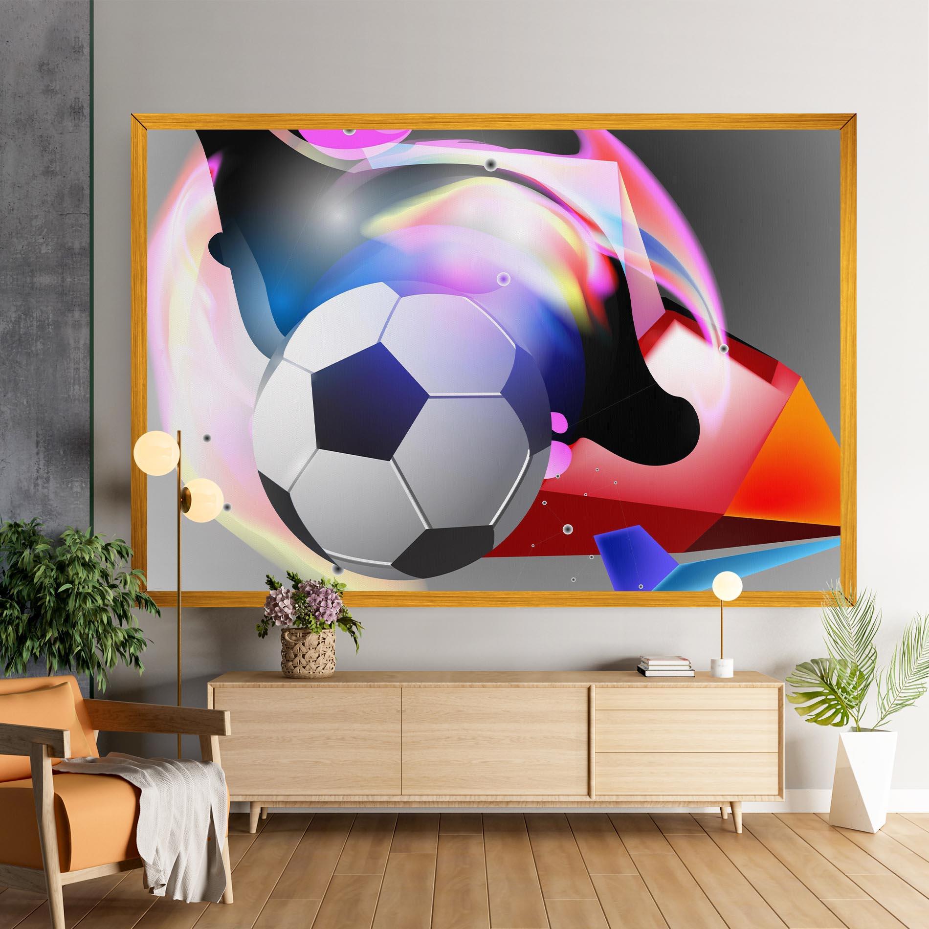 Leinwandbild Pink Blue Football Art mockup 9