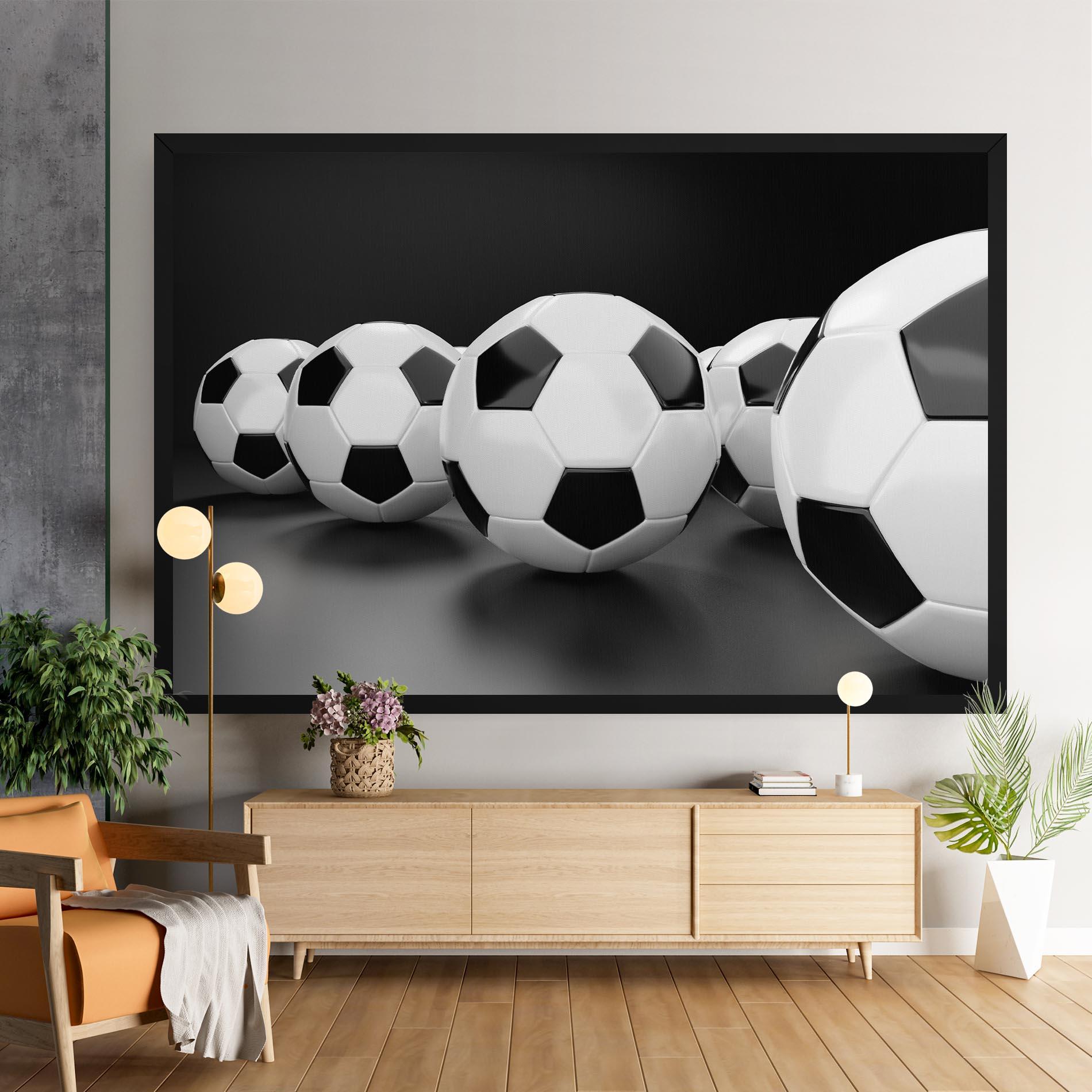 Leinwandbild Black White Football mockup 9