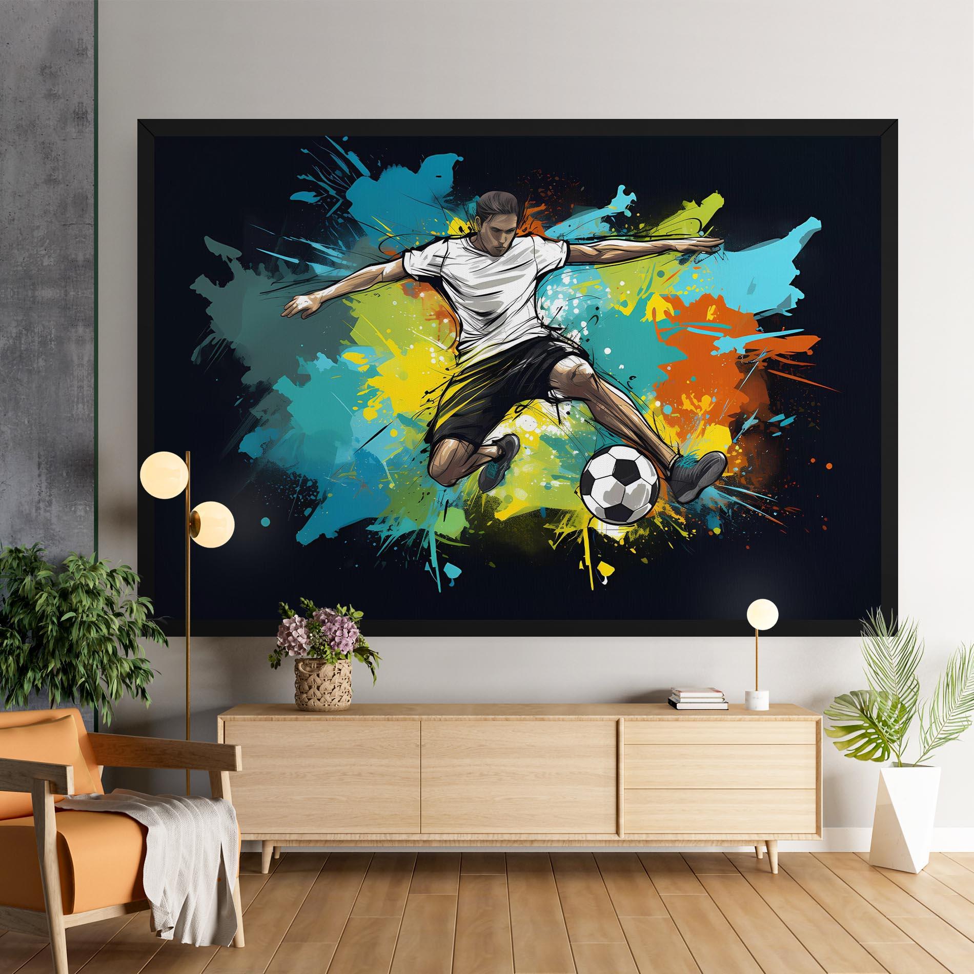 Leinwandbild Green Paint Football Player mockup 9