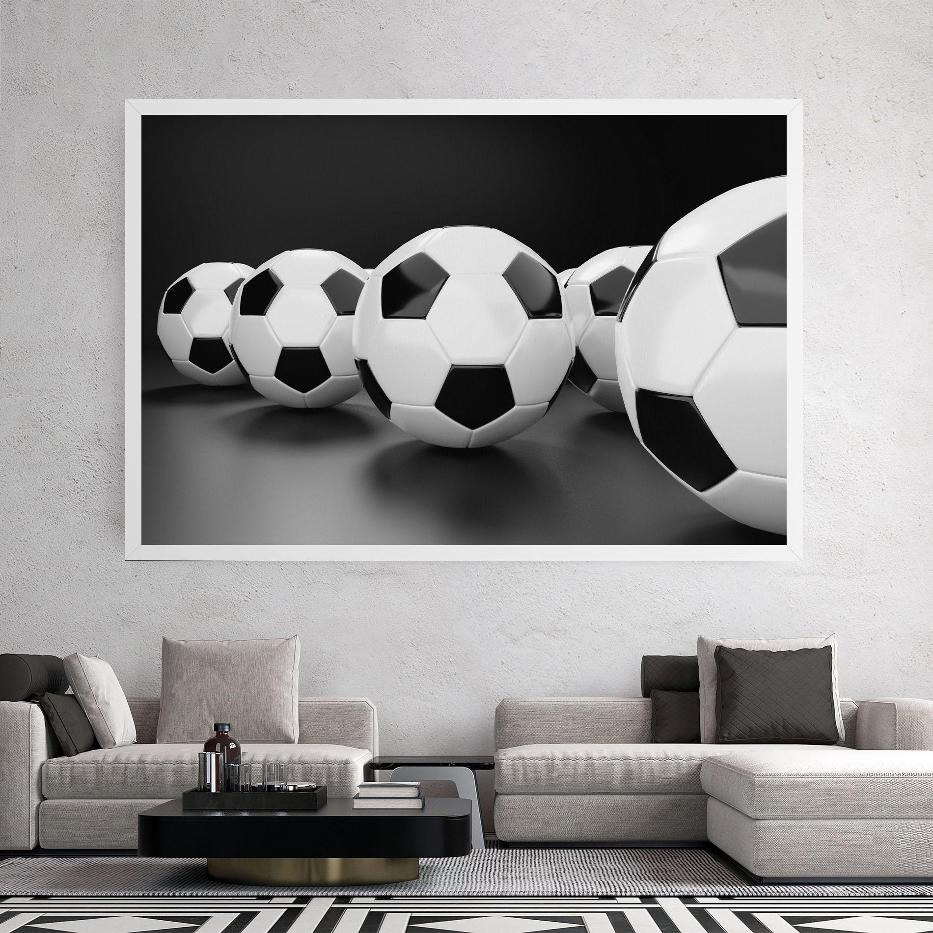 Leinwandbild Black White Football mockup 2