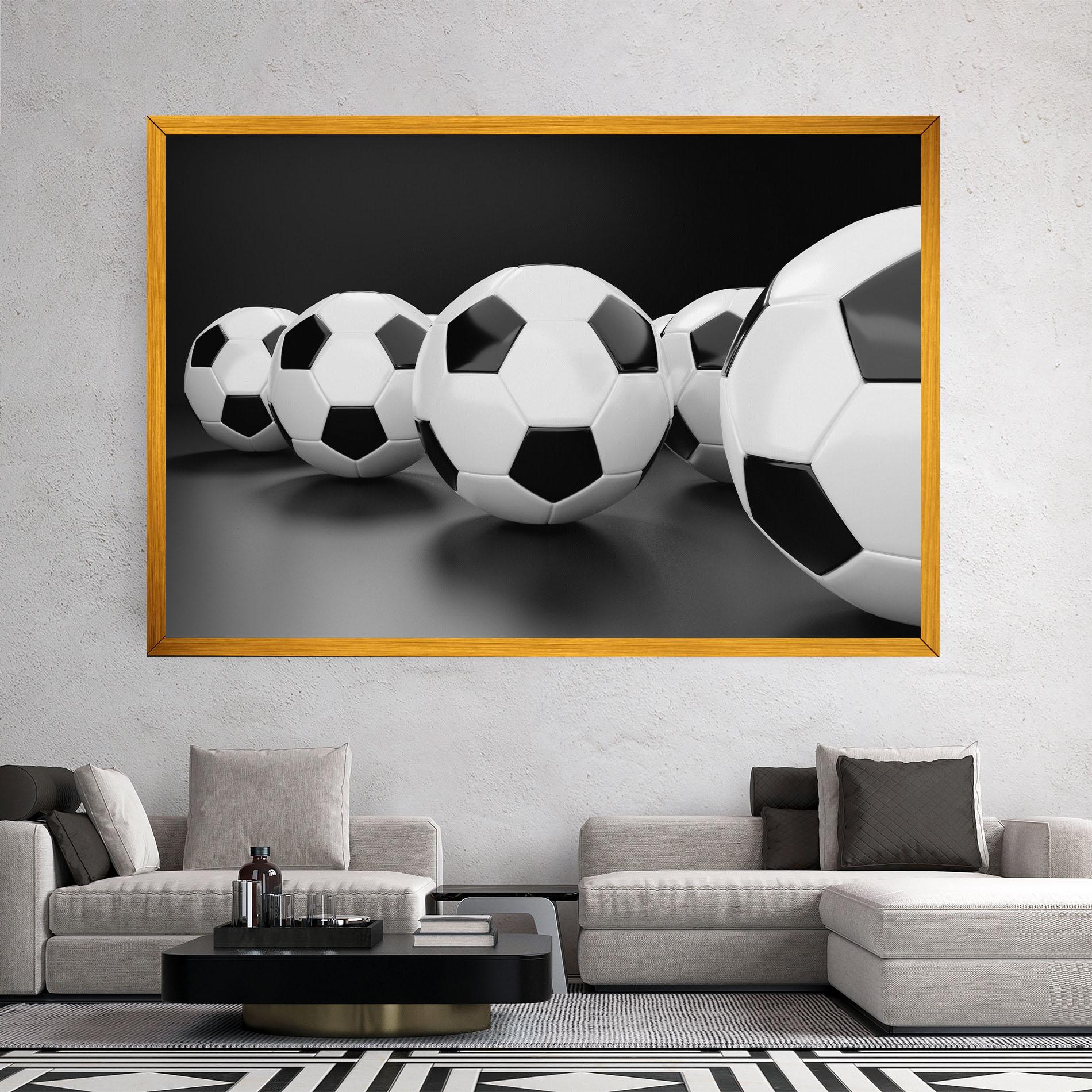 Leinwandbild Black White Football mockup 2