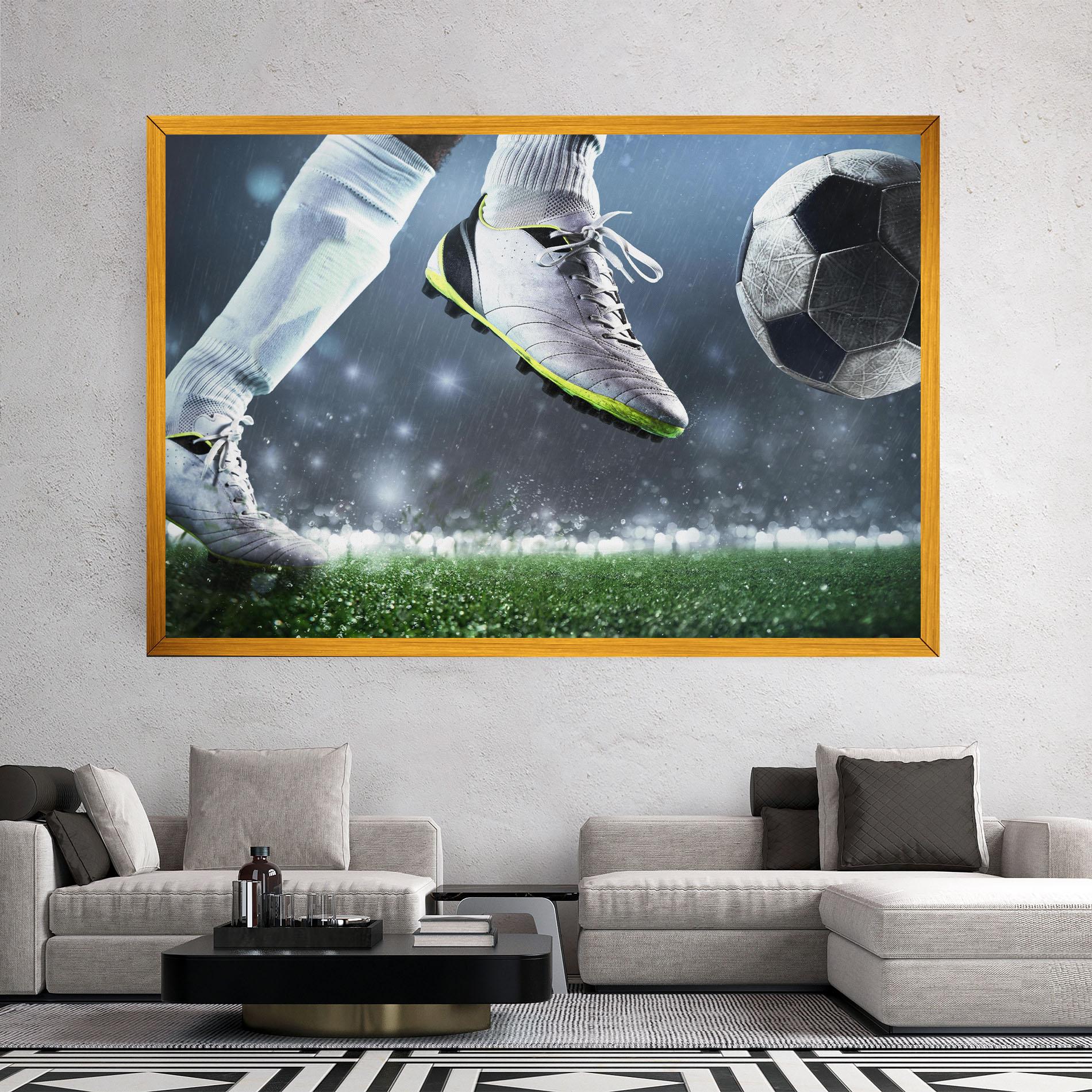 Leinwandbild Close Up Football Scene mockup 2