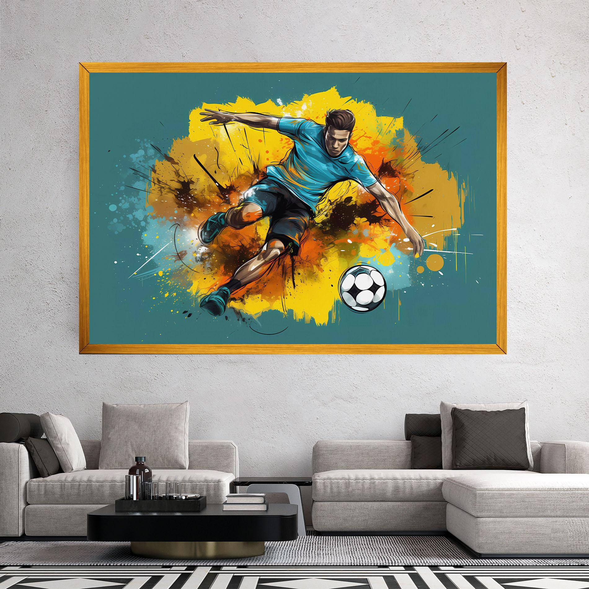 Leinwandbild Football Player Painting mockup 2