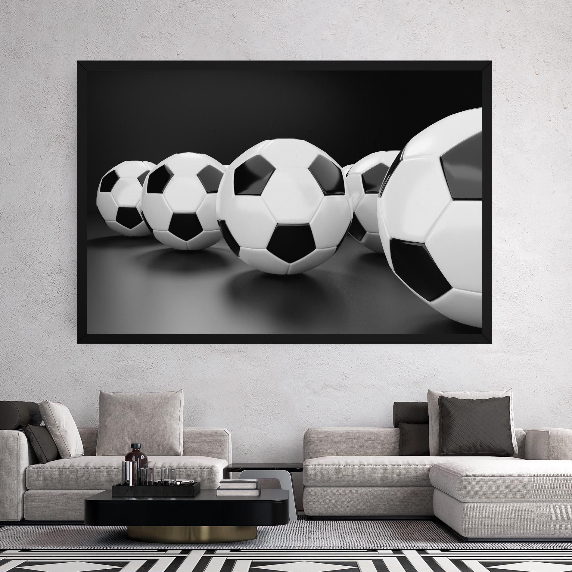 Leinwandbild Black White Football mockup 2