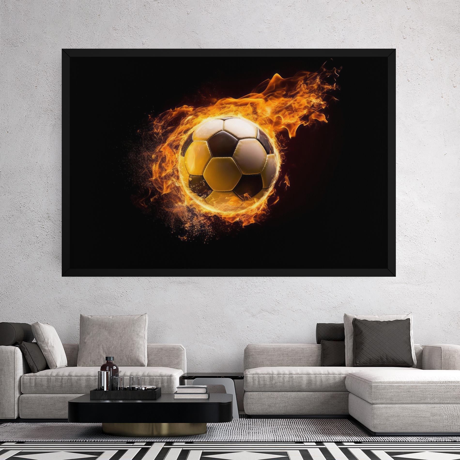 Leinwandbild Fire Football mockup 2