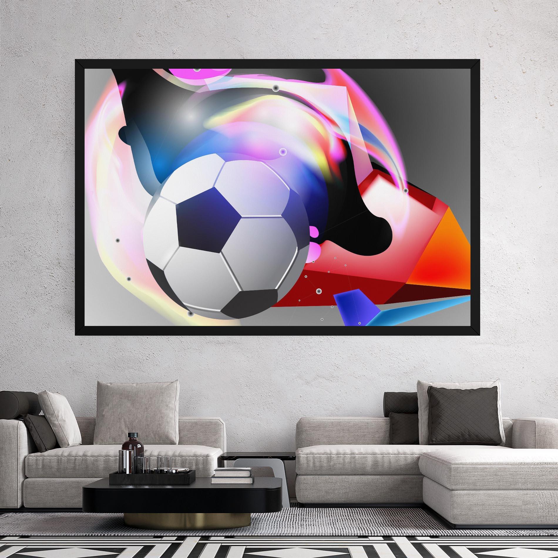Leinwandbild Pink Blue Football Art mockup 2