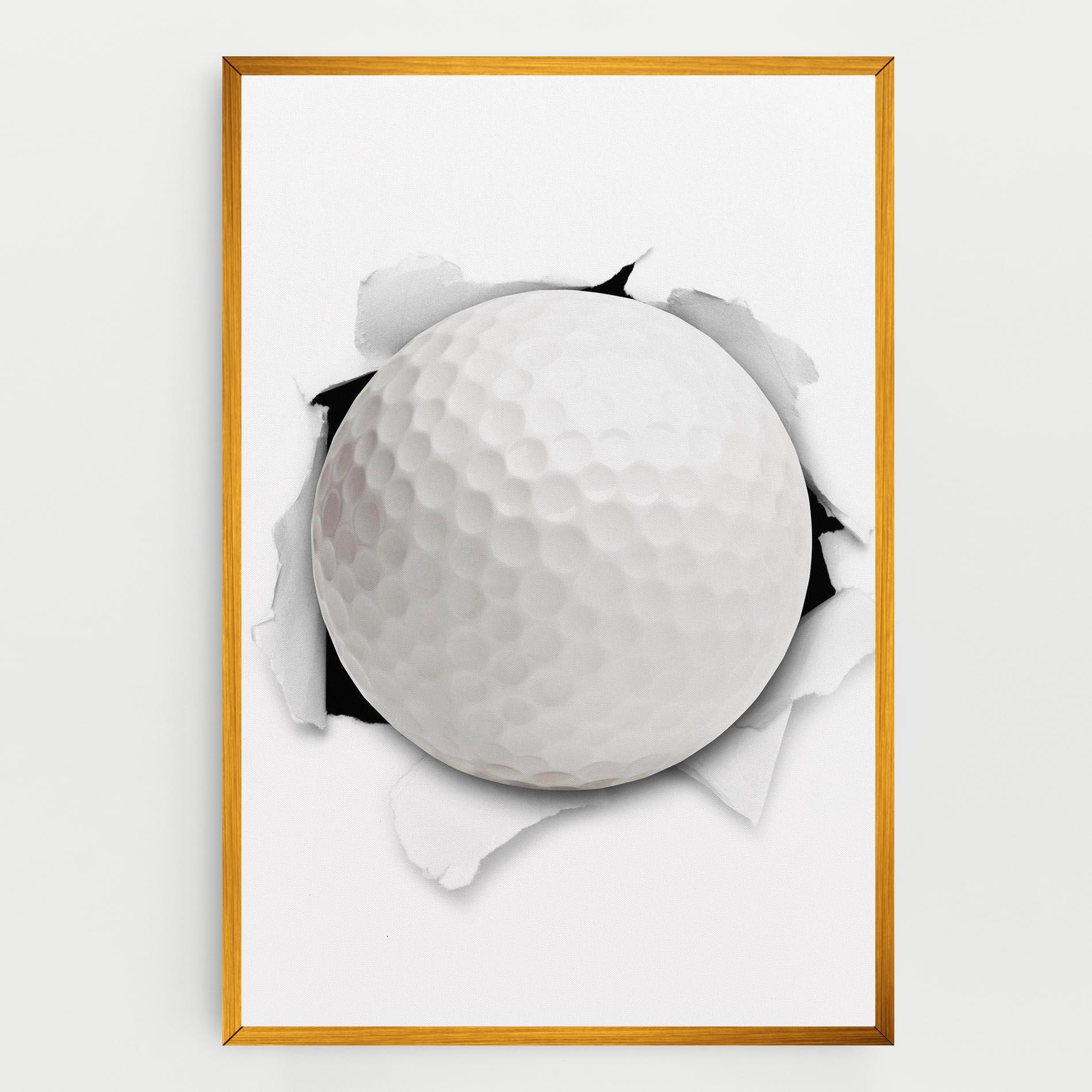 Leinwandbild Golf Ball Bursting Hole mockup 0