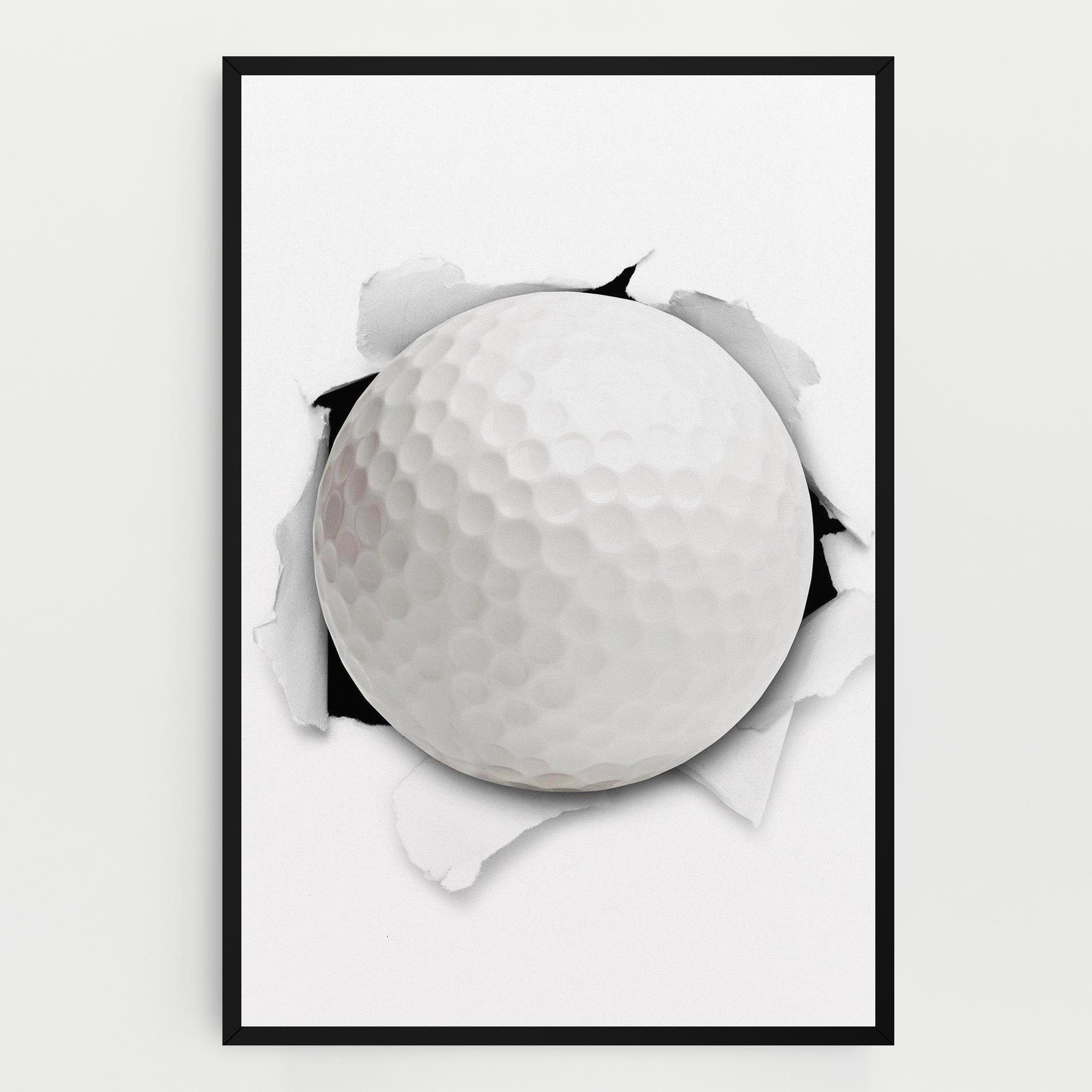 Leinwandbild Golf Ball Bursting Hole mockup 0