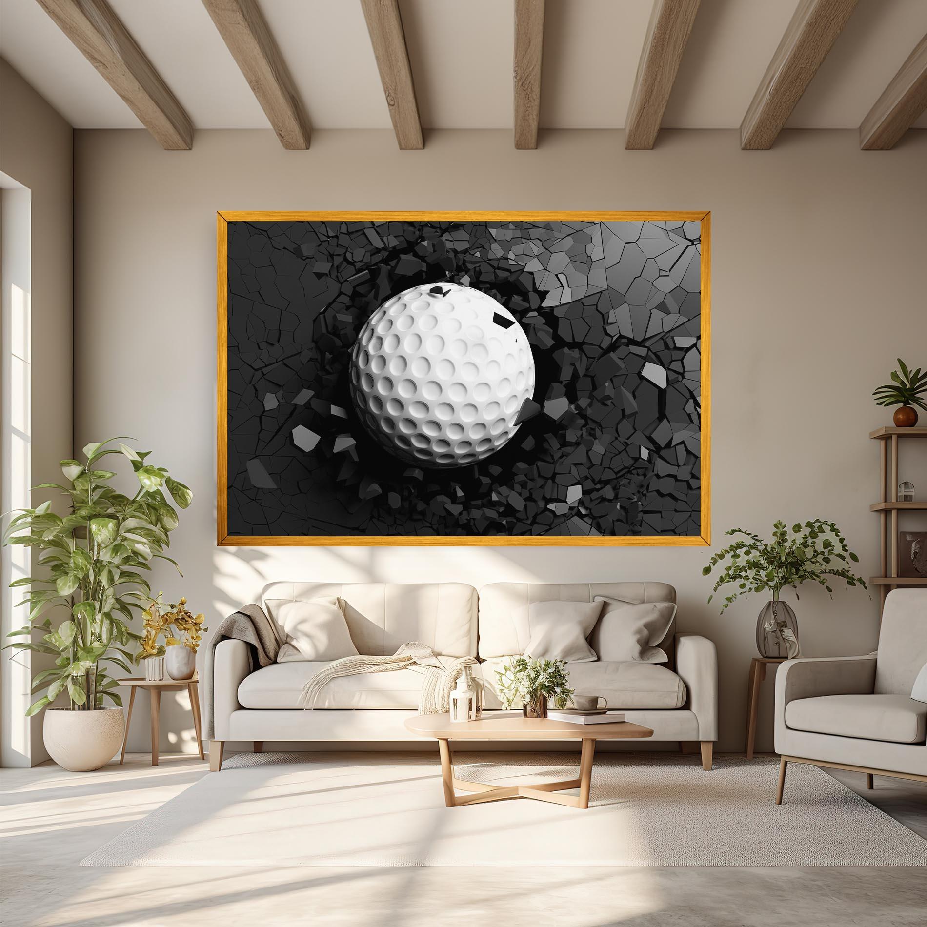 Leinwandbild Black Wall Golf Ball mockup 6