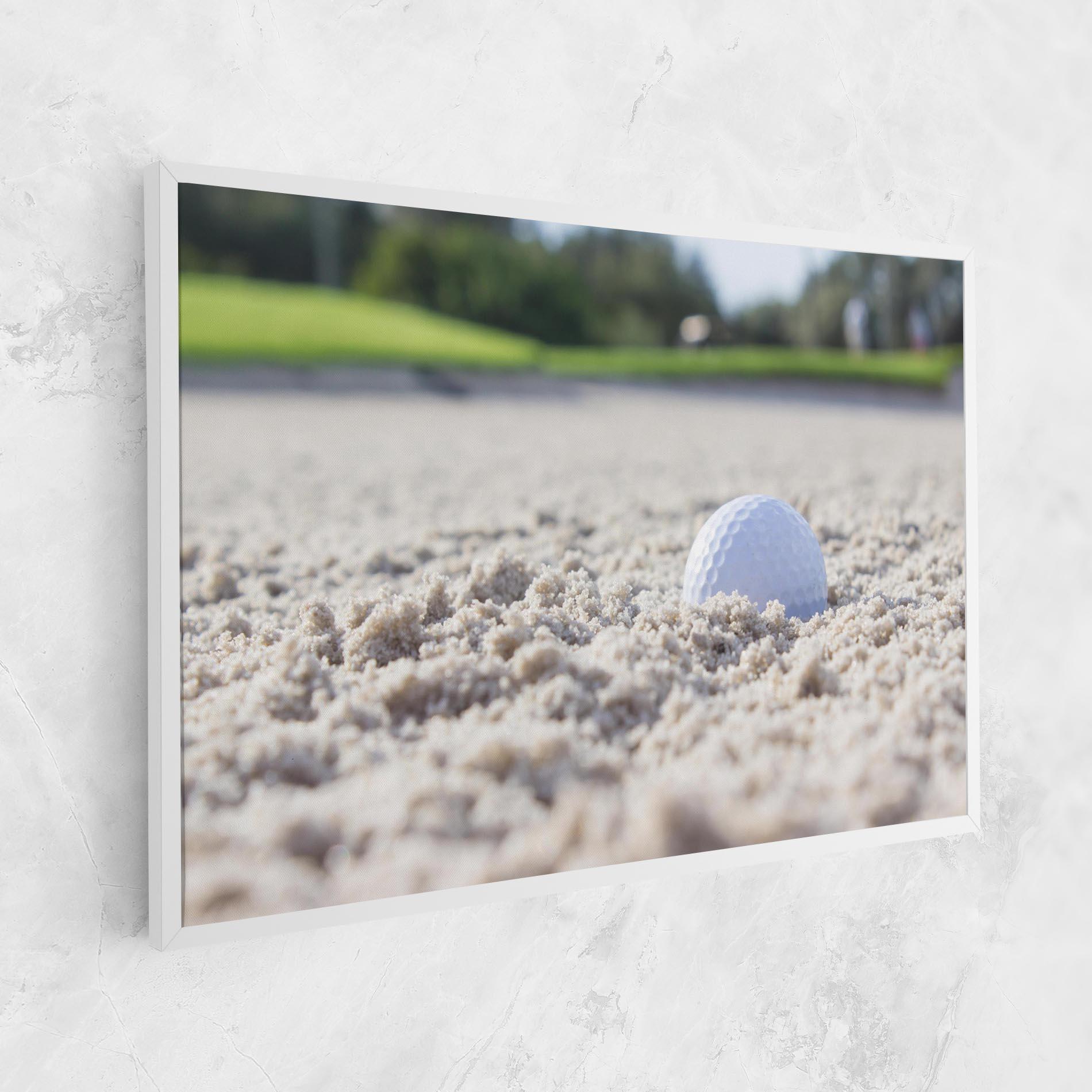 Leinwandbild Golf Ball In Sand mockup 1