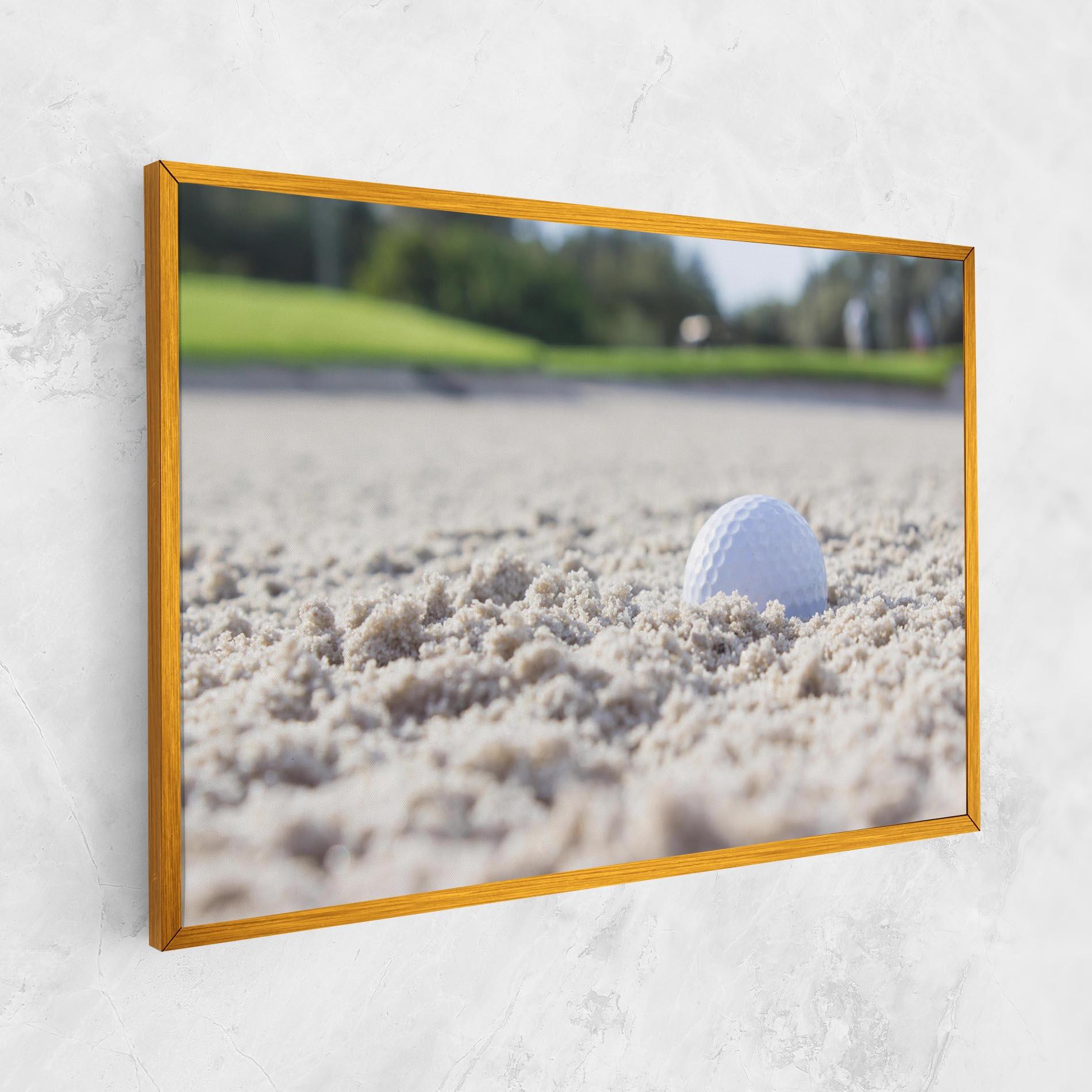 Leinwandbild Golf Ball In Sand mockup 1