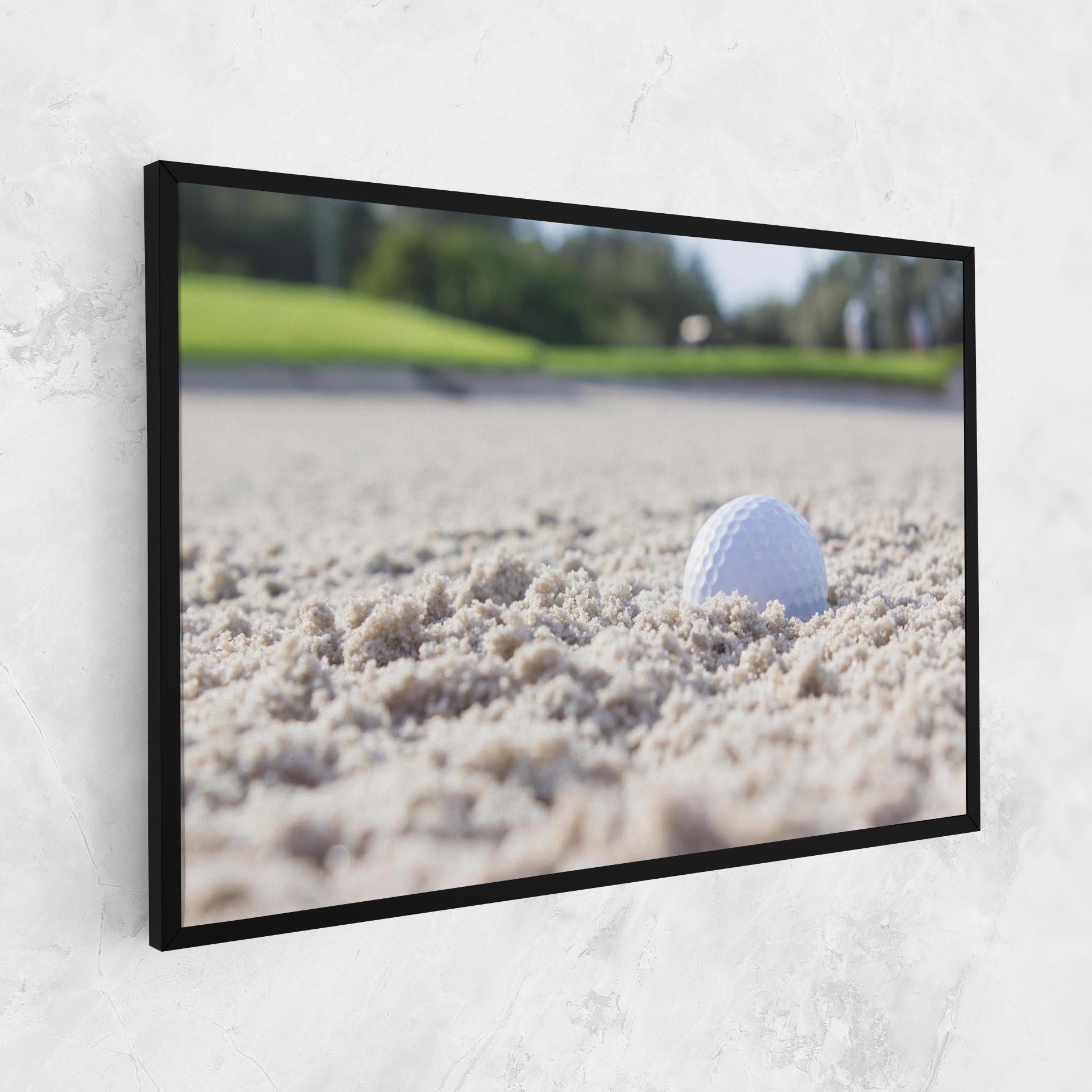 Leinwandbild Golf Ball In Sand mockup 1