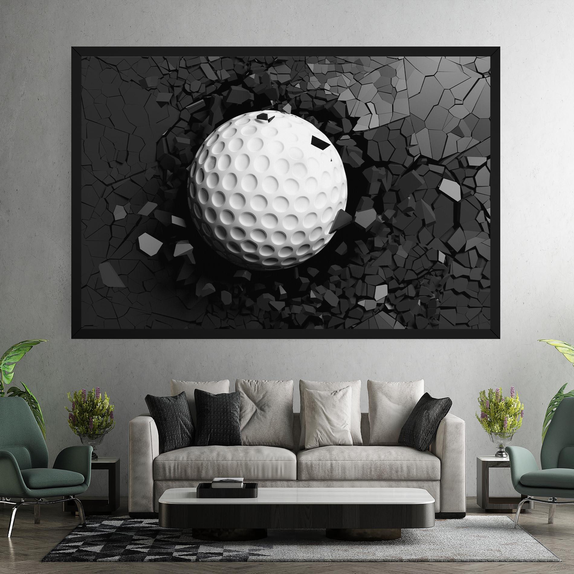 Leinwandbild Black Wall Golf Ball mockup 7