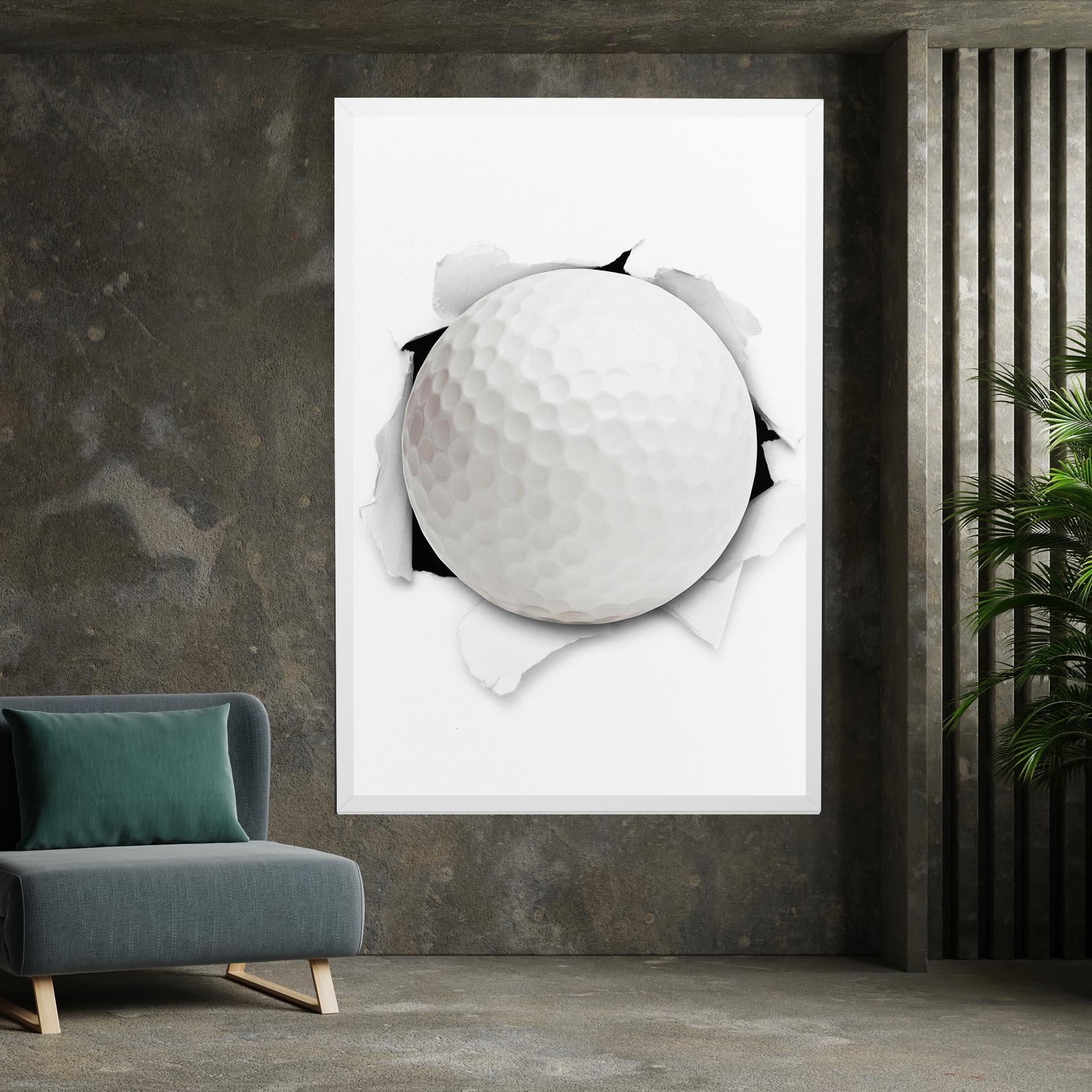 Leinwandbild Golf Ball Bursting Hole mockup 7