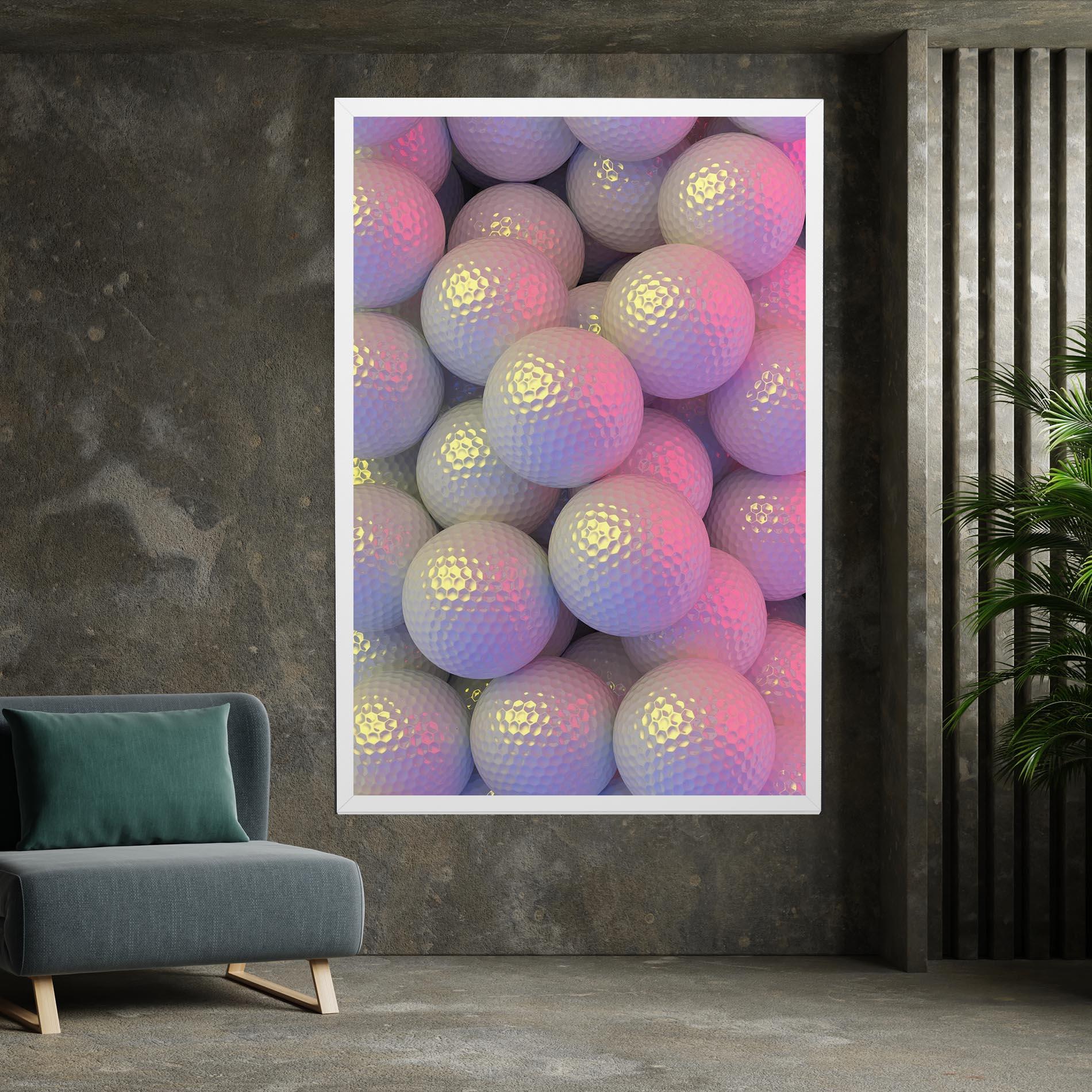Leinwandbild Purple Light Golf Ball mockup 7