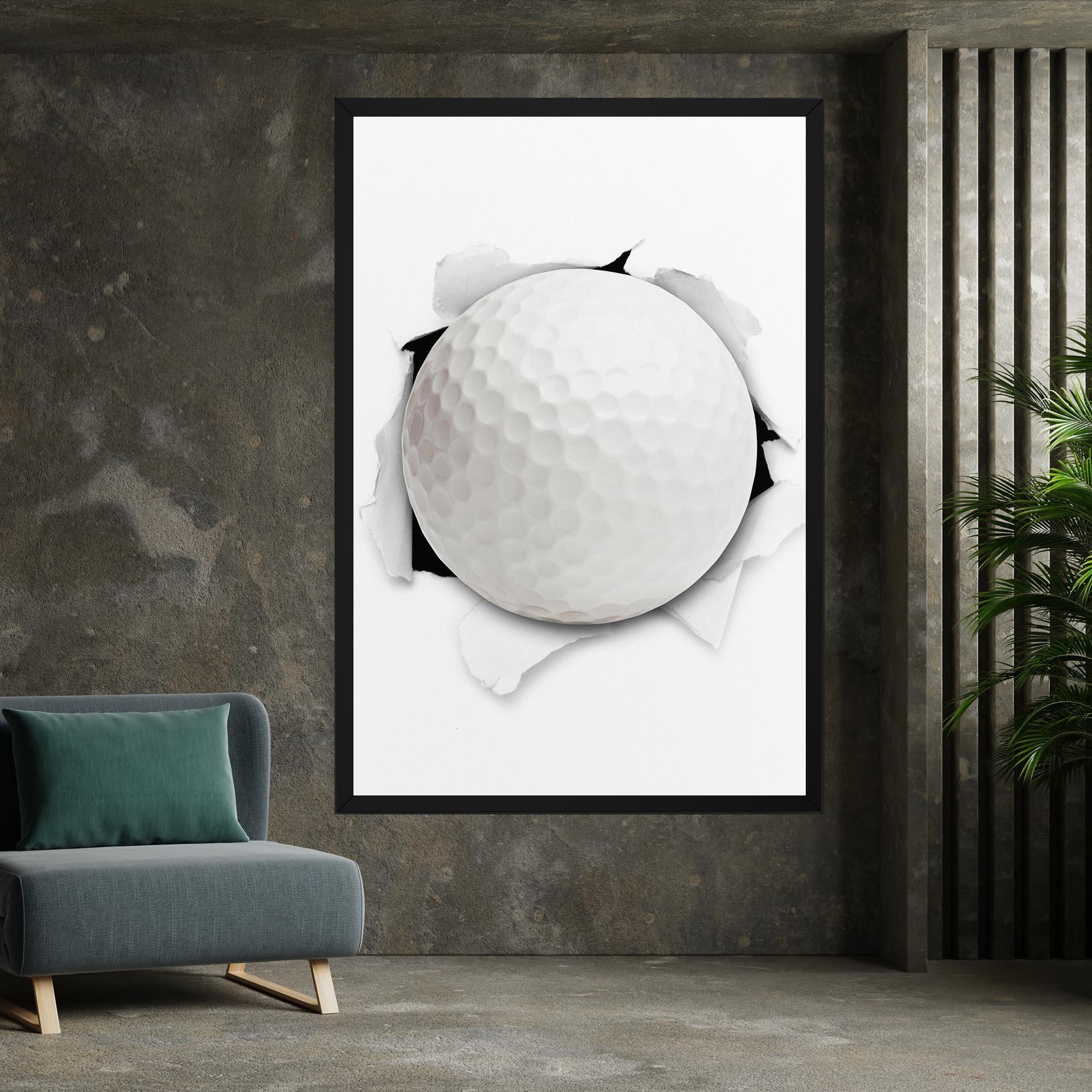 Leinwandbild Golf Ball Bursting Hole mockup 7