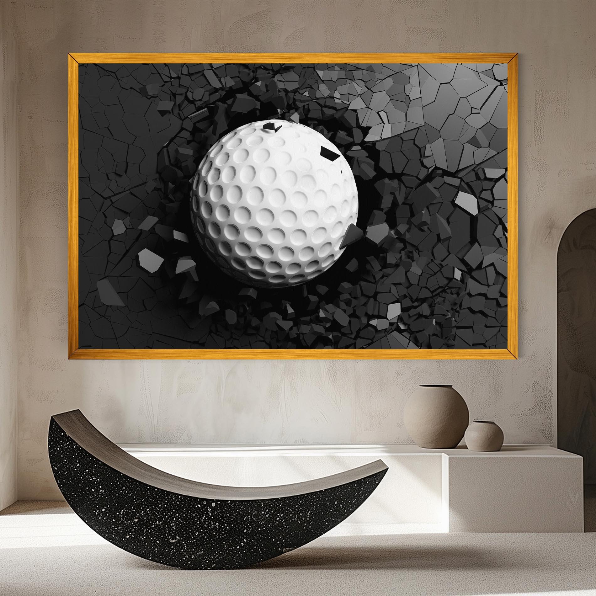Leinwandbild Black Wall Golf Ball mockup 8