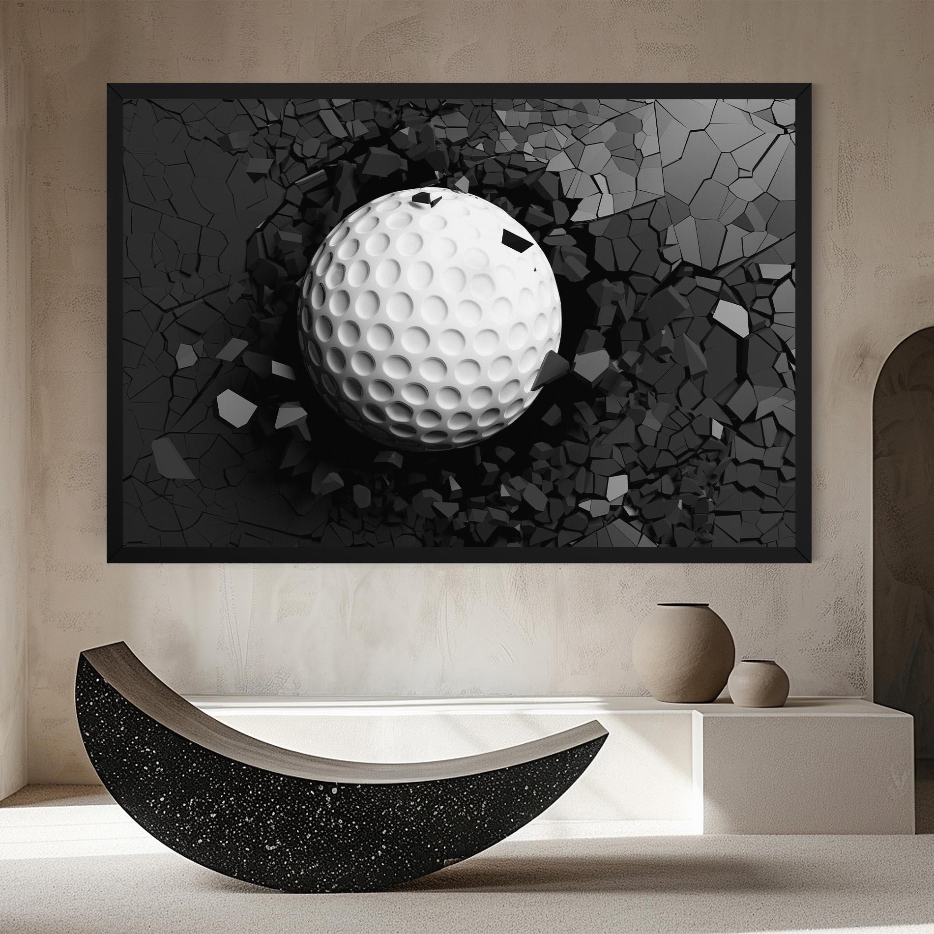 Leinwandbild Black Wall Golf Ball mockup 8