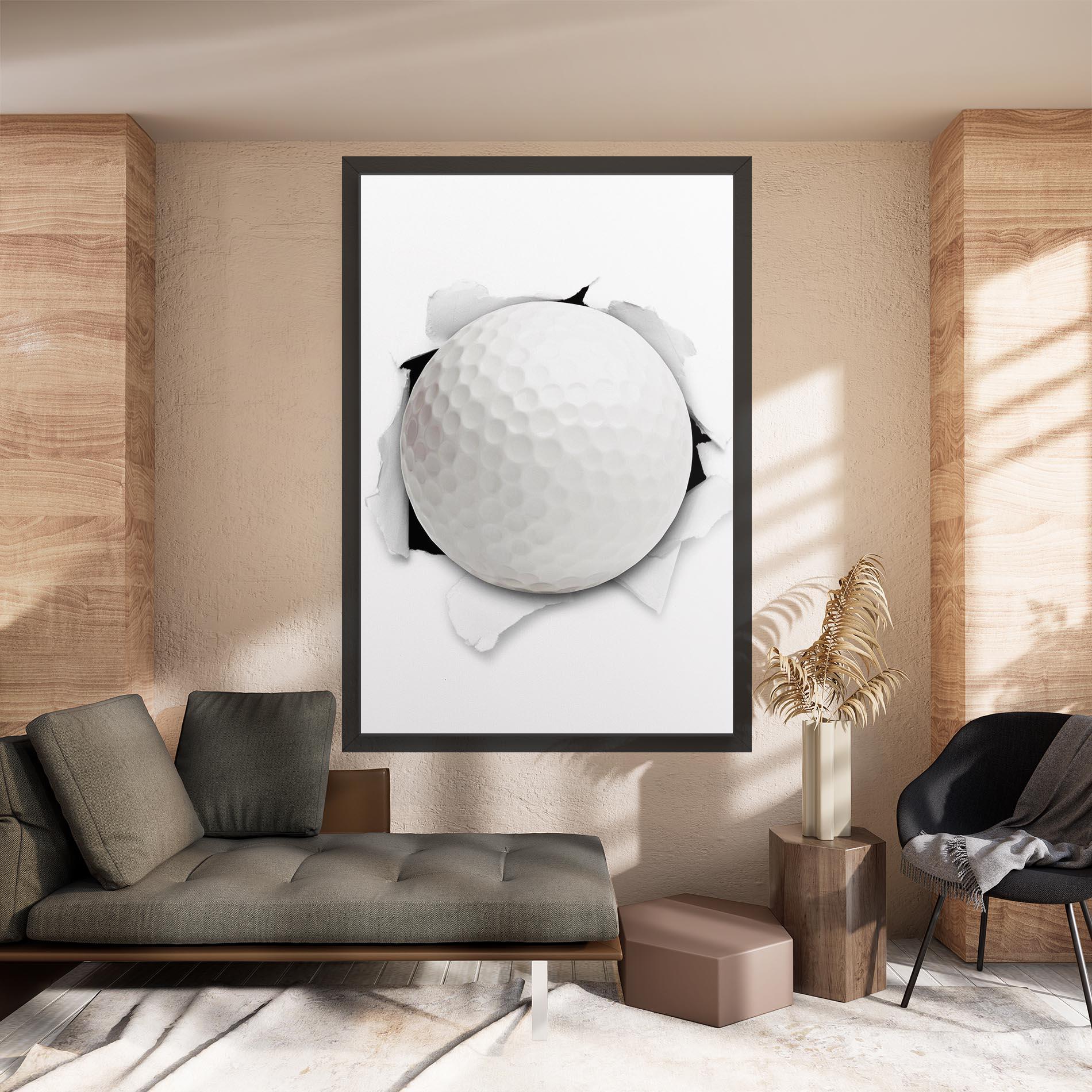 Leinwandbild Golf Ball Bursting Hole mockup 8