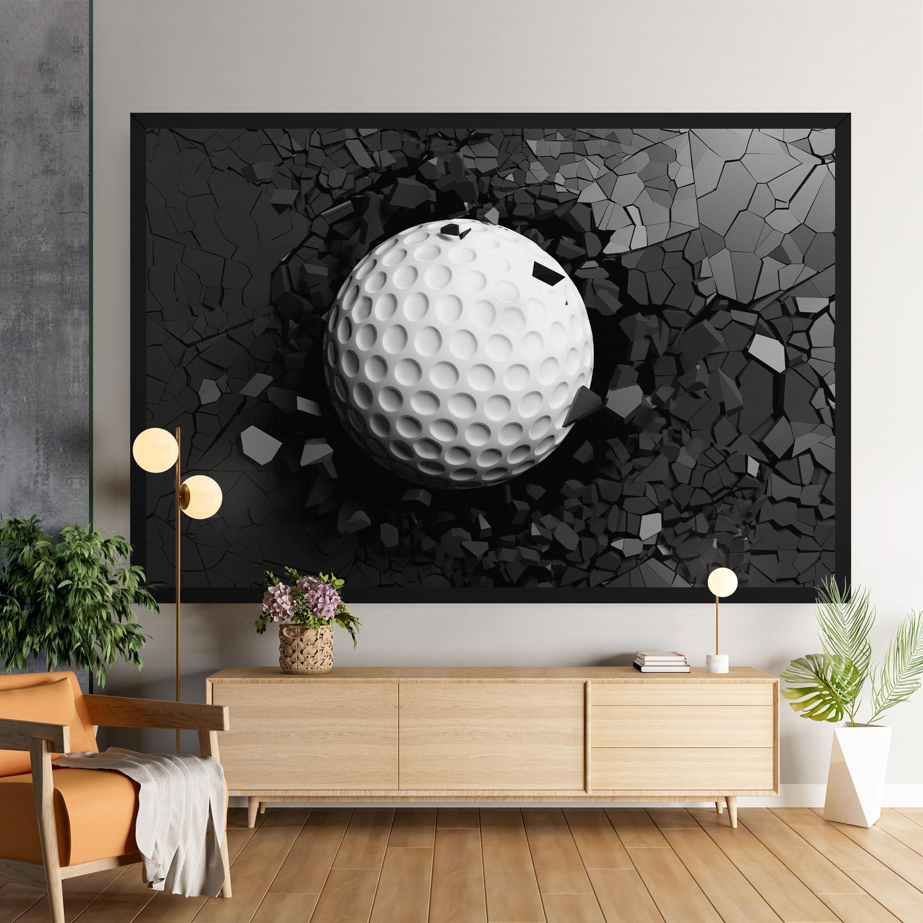 Leinwandbild Black Wall Golf Ball mockup 9