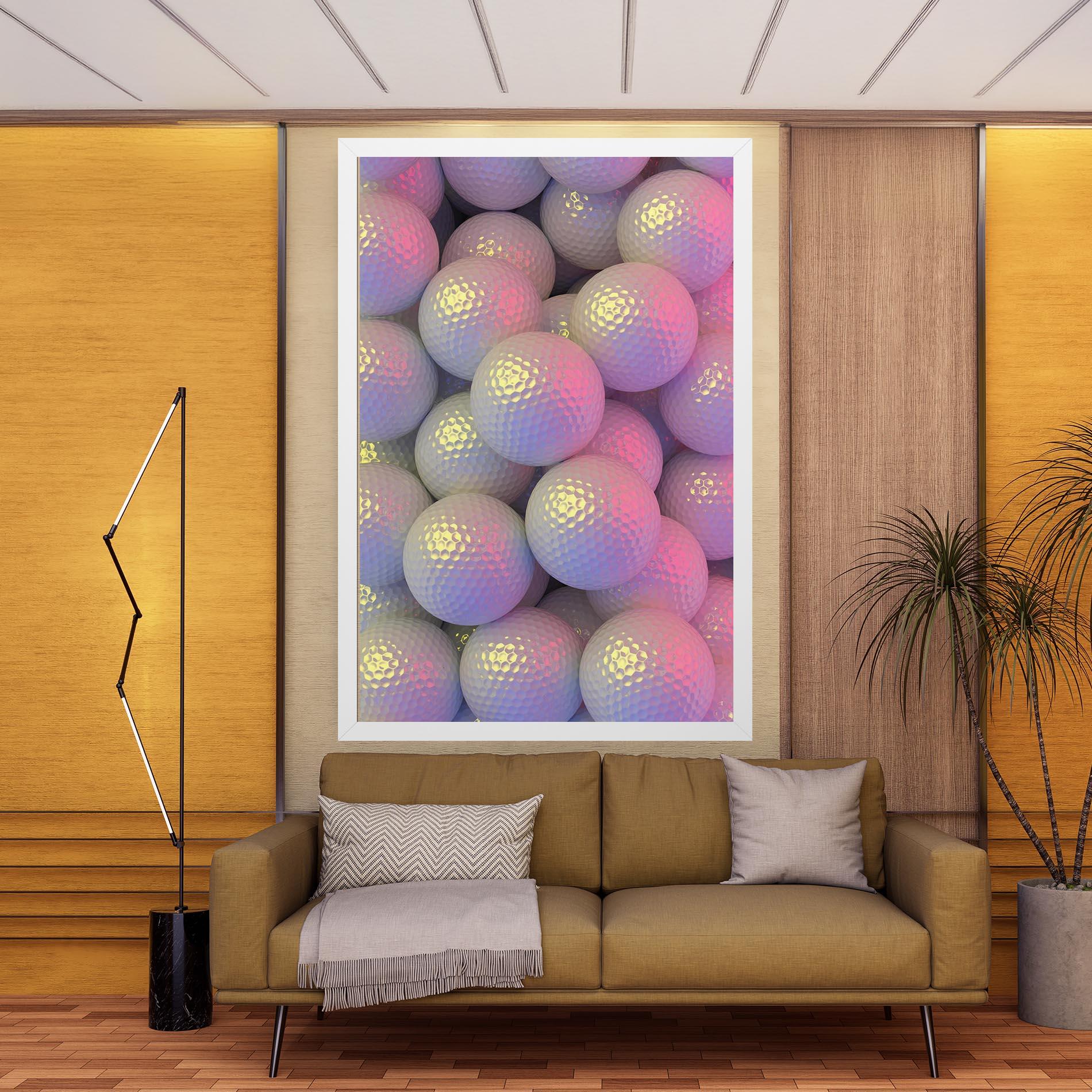 Leinwandbild Purple Light Golf Ball mockup 9