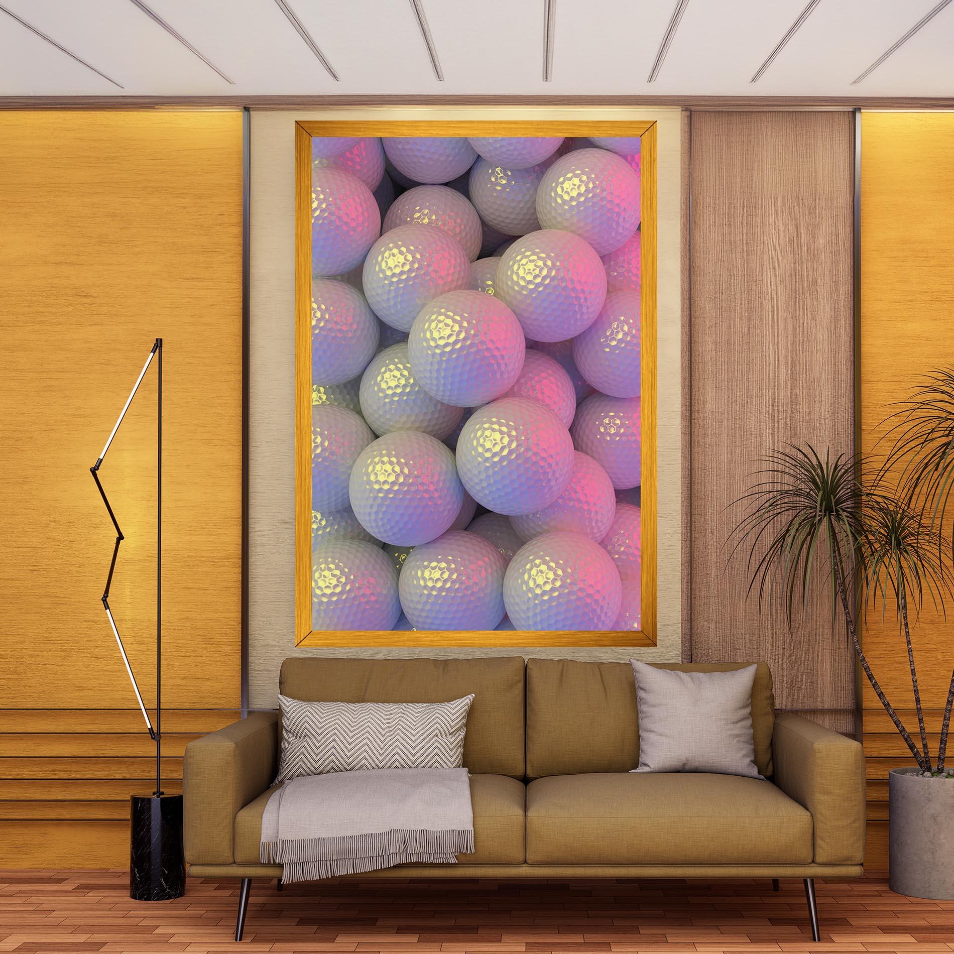 Leinwandbild Purple Light Golf Ball mockup 9