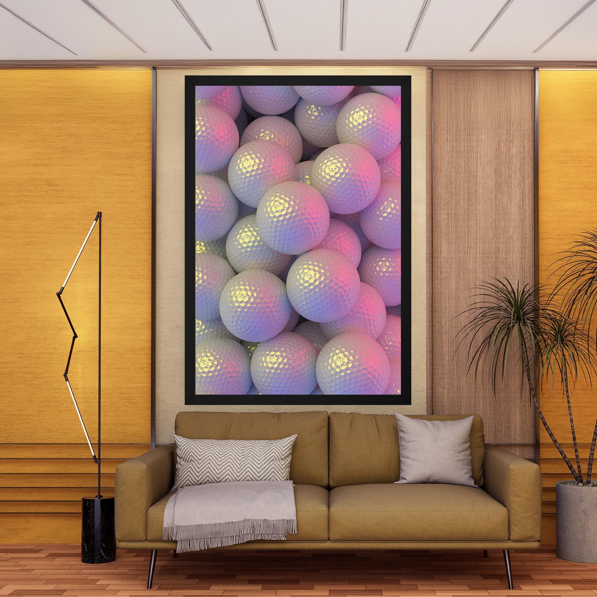 Leinwandbild Purple Light Golf Ball mockup 9
