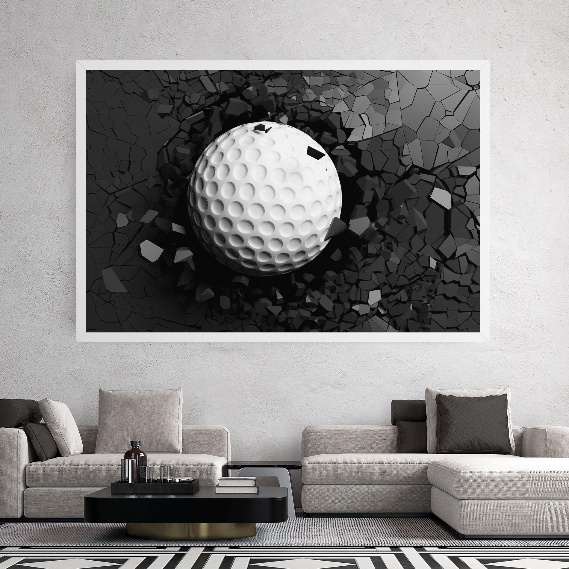 Leinwandbild Black Wall Golf Ball mockup 2