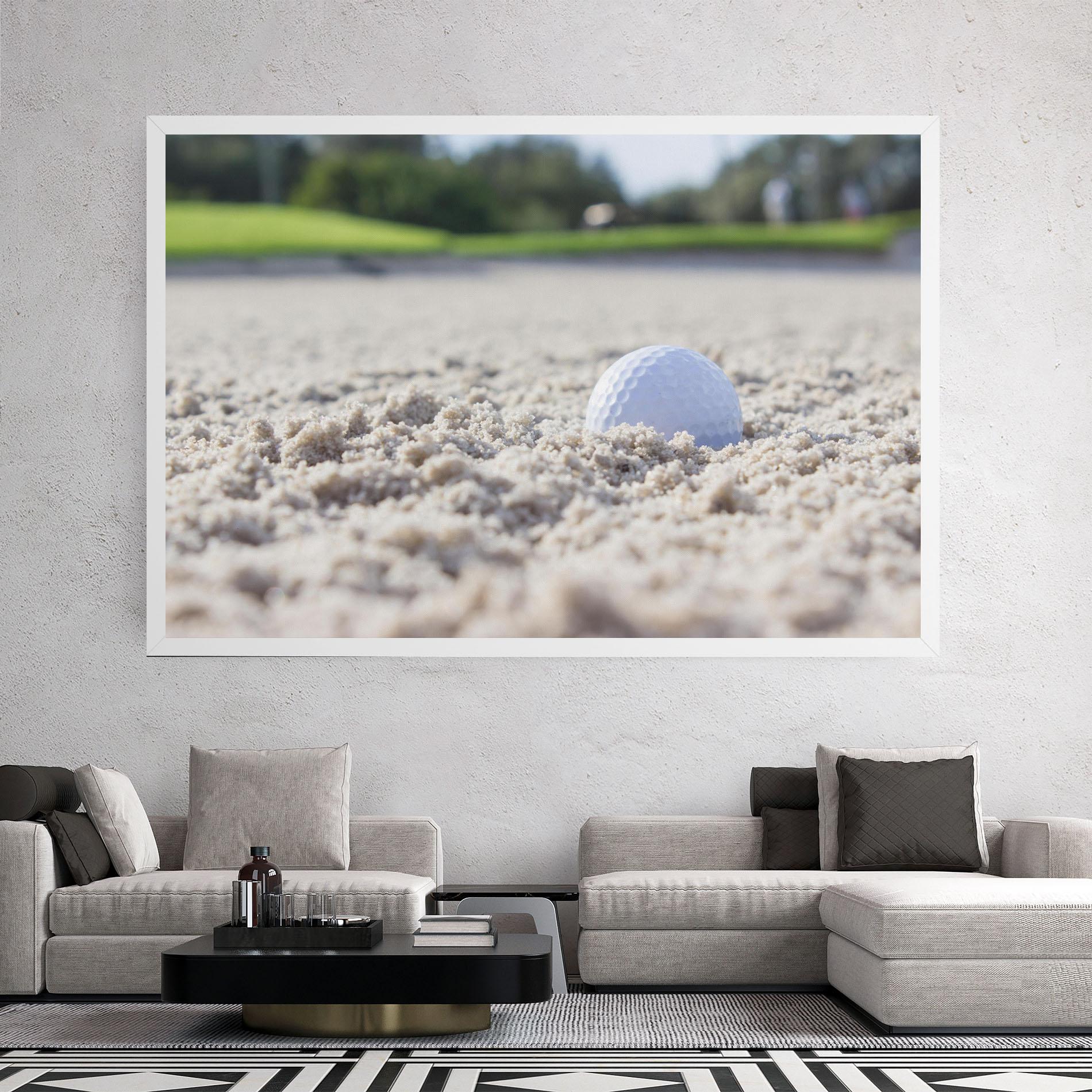 Leinwandbild Golf Ball In Sand mockup 2