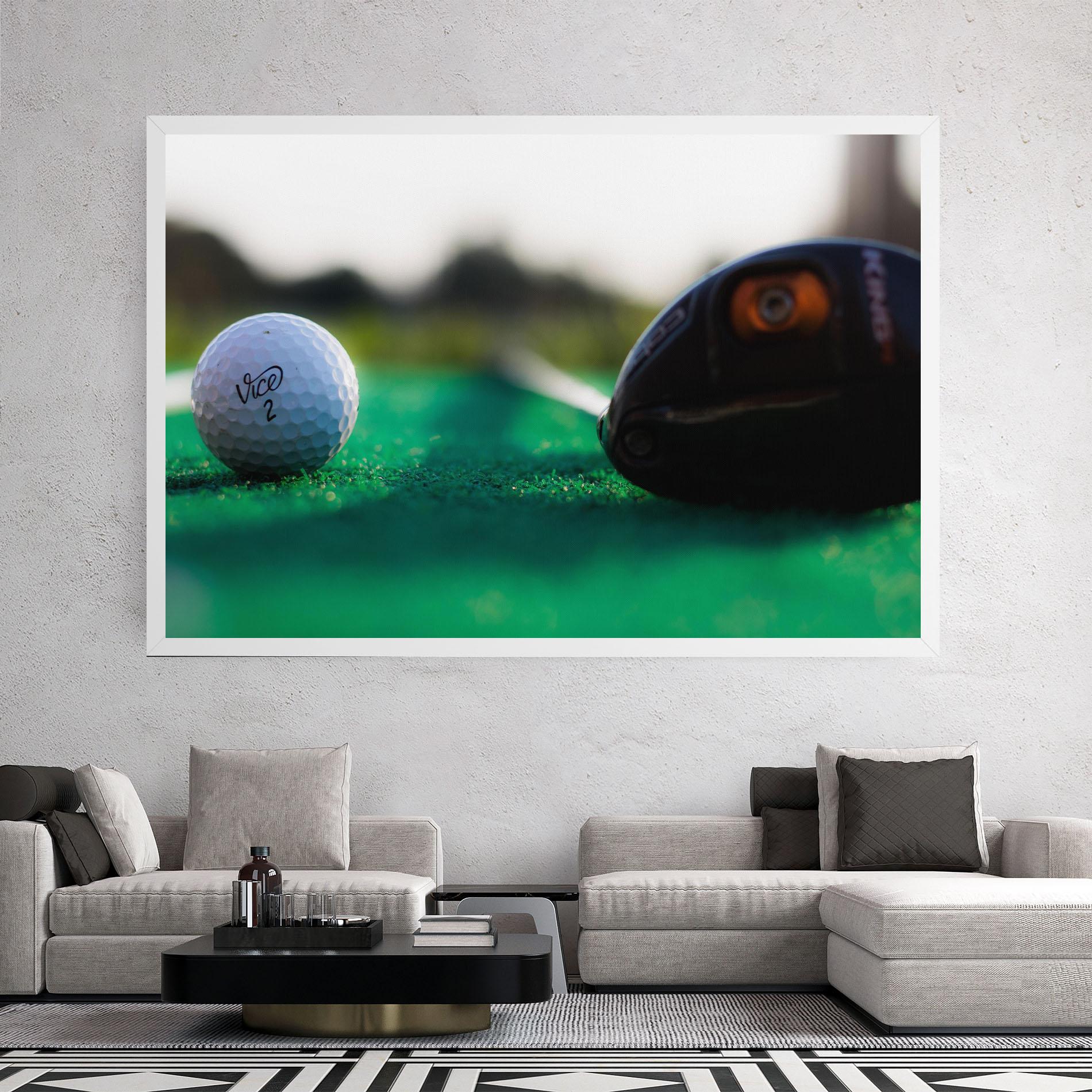 Leinwandbild Green Grass Golf Ball mockup 2