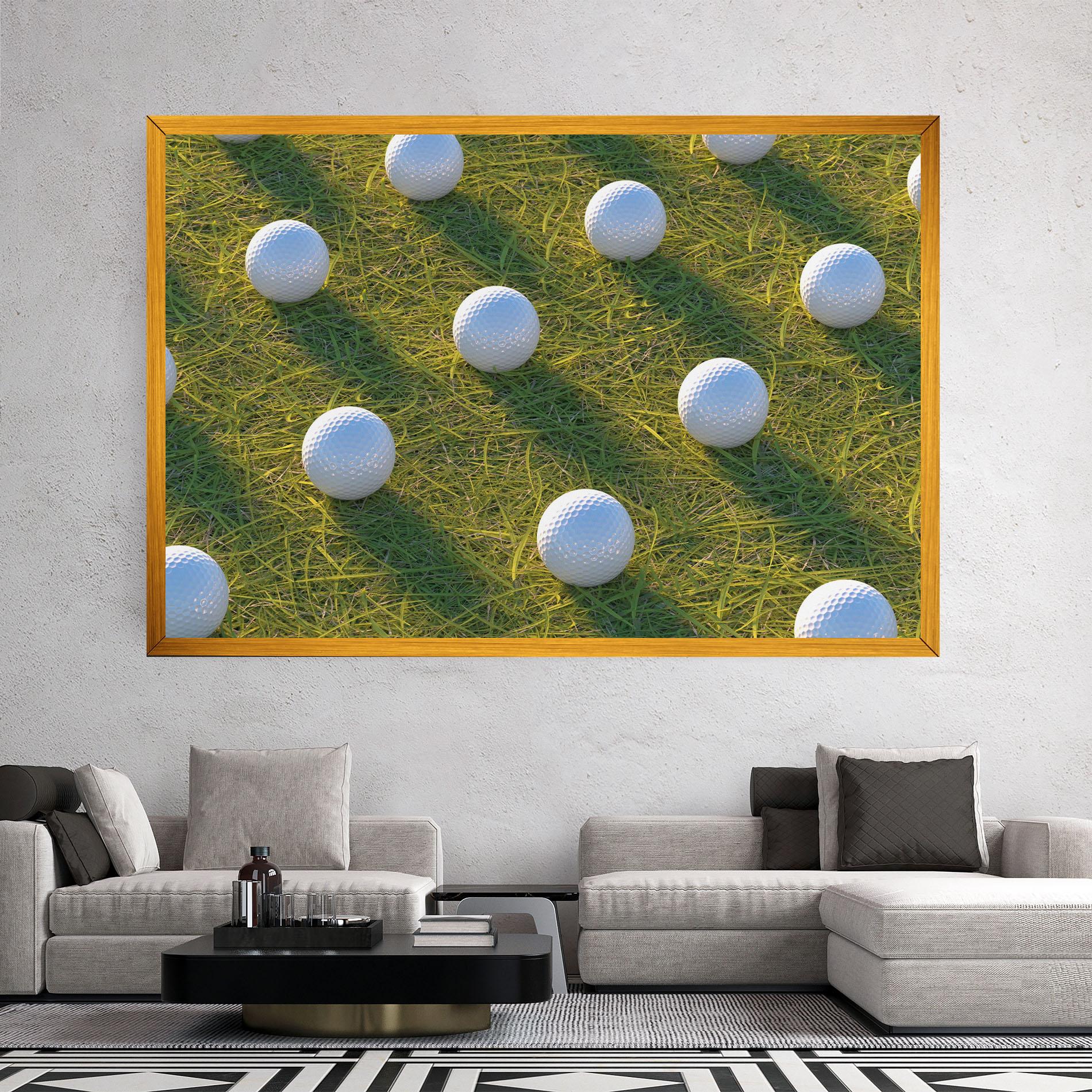 Leinwandbild Golf Ball On Grass mockup 2