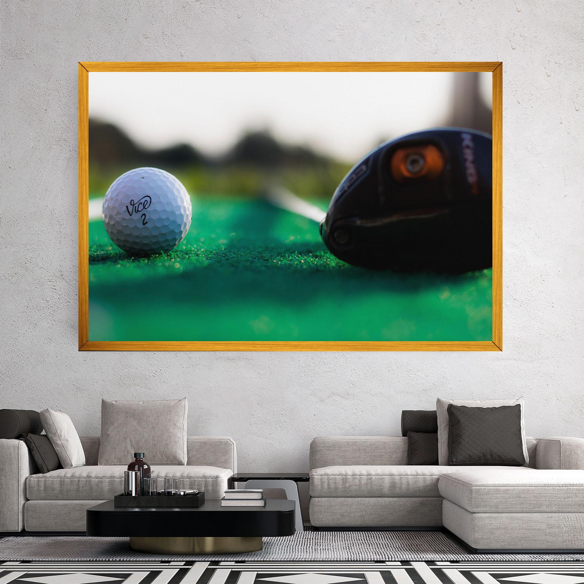 Leinwandbild Green Grass Golf Ball mockup 2