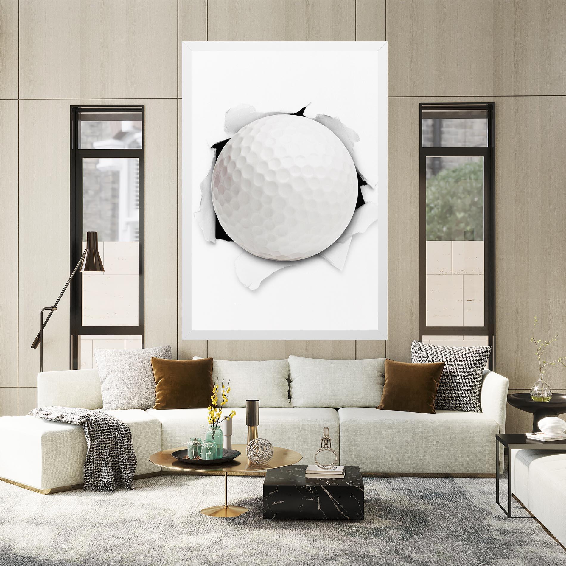 Leinwandbild Golf Ball Bursting Hole mockup 2