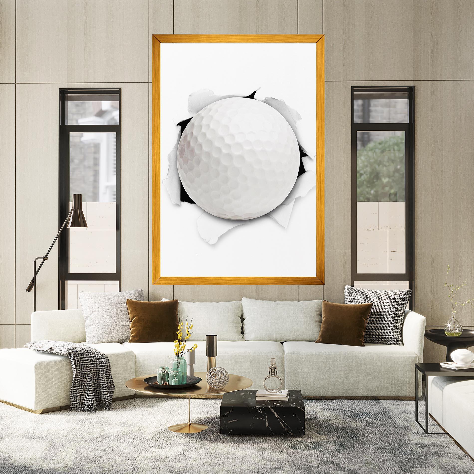 Leinwandbild Golf Ball Bursting Hole mockup 2