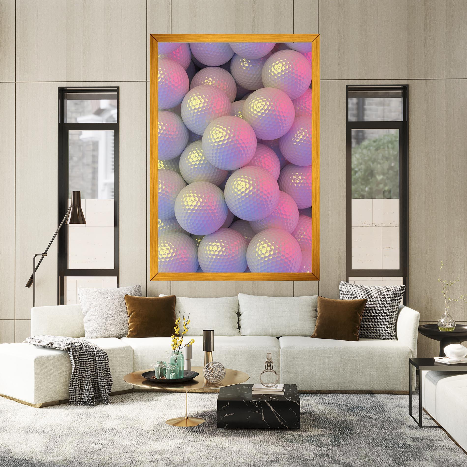 Leinwandbild Purple Light Golf Ball mockup 2