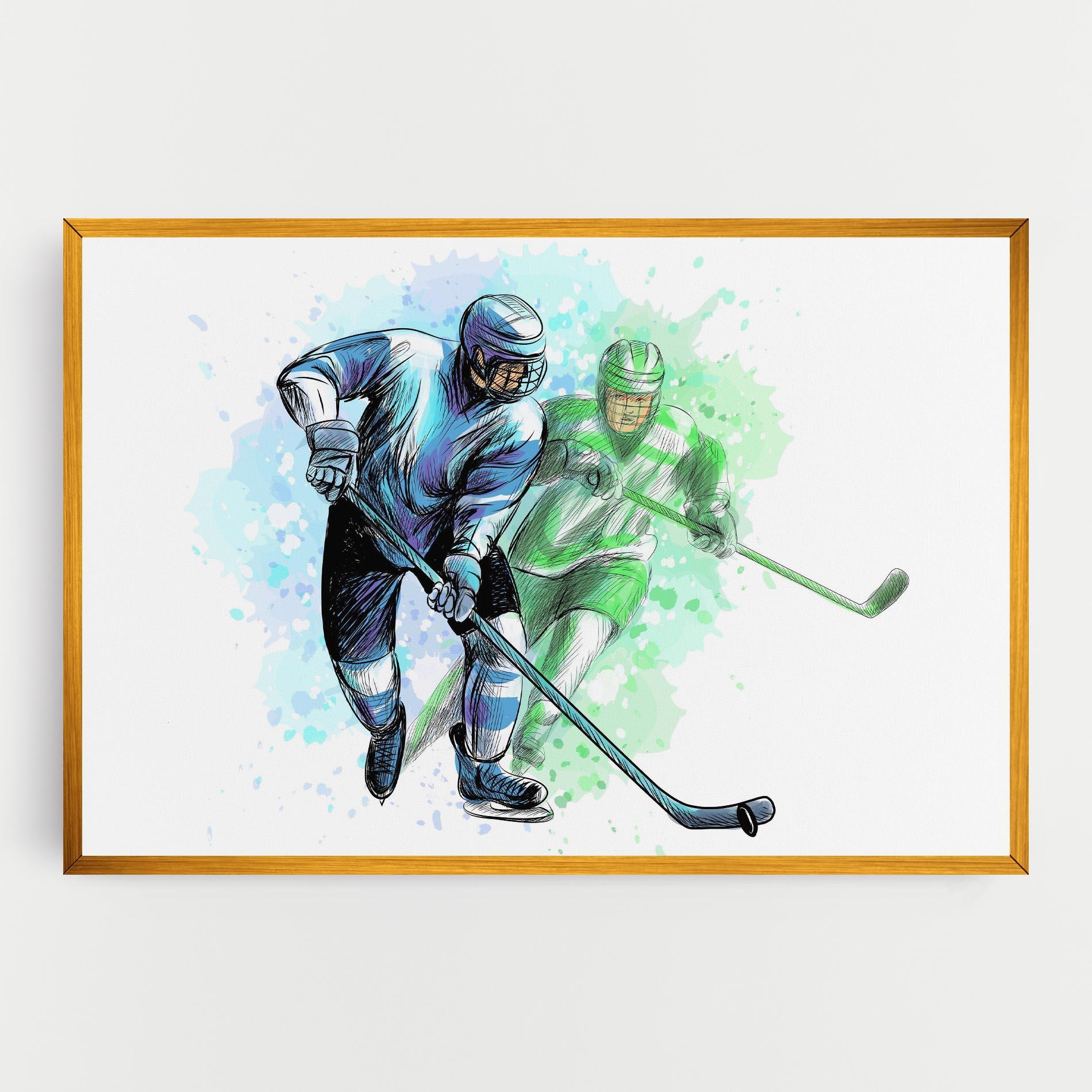 Leinwandbild Green Blue Hockey mockup 0