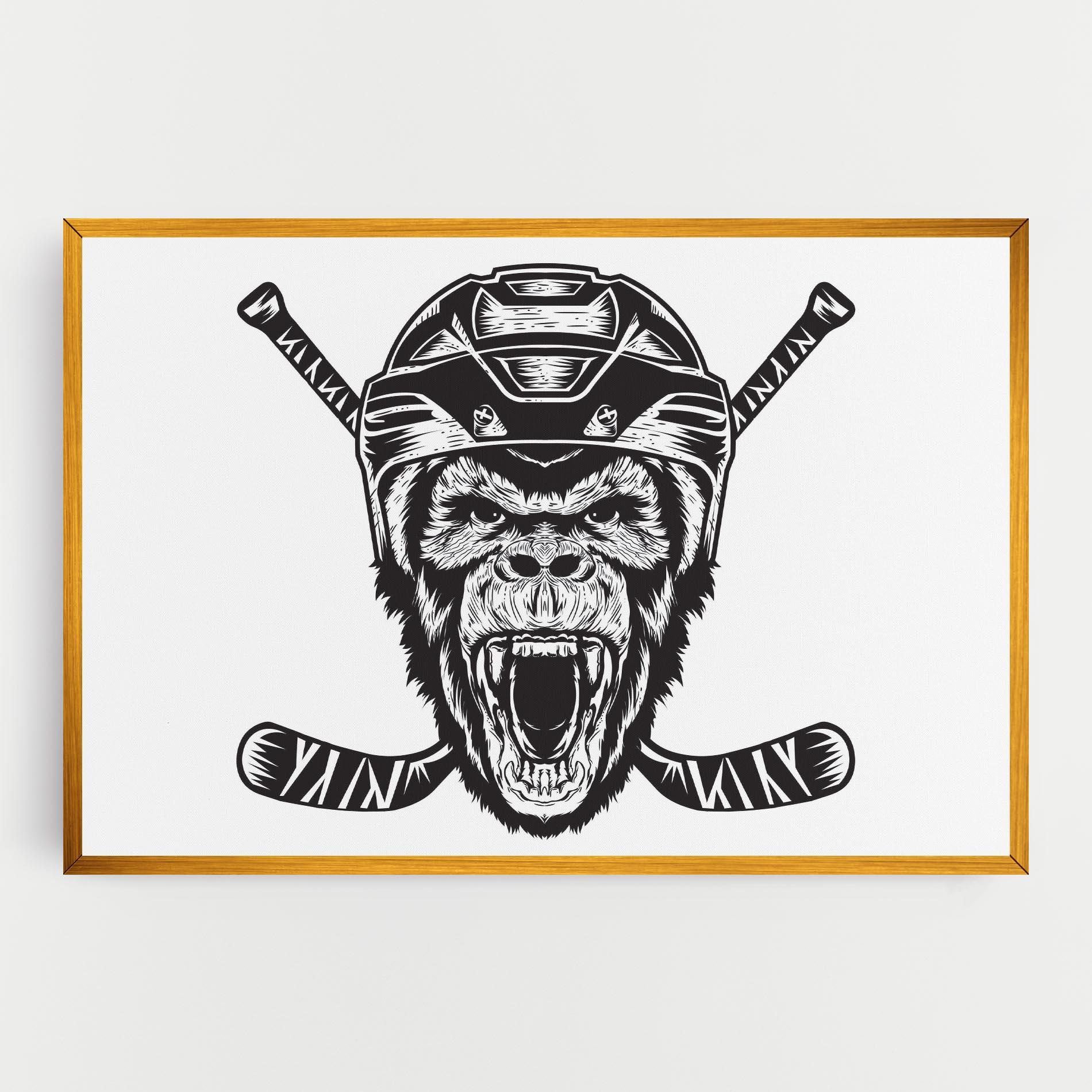 Leinwandbild Monkey Hockey mockup 0